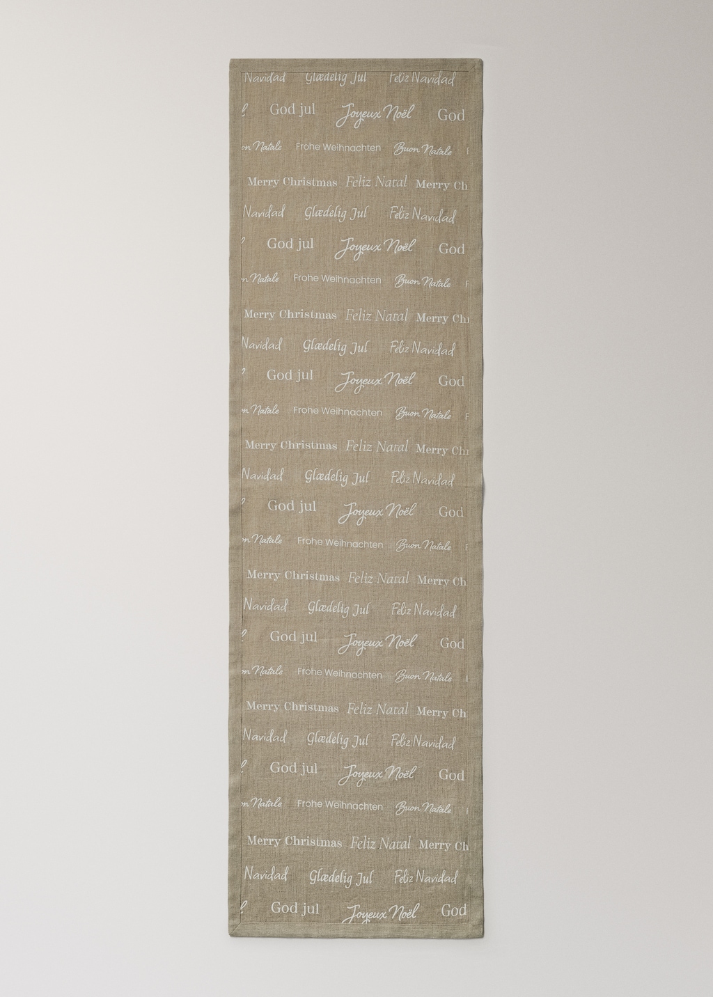 Linen table runner with festive details