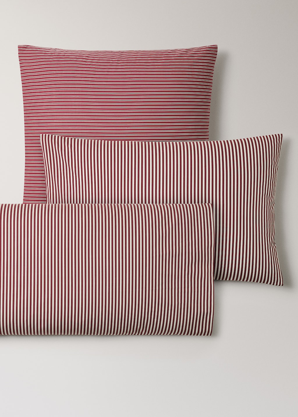 Reversible percale cotton striped pillowcase 45x110cm