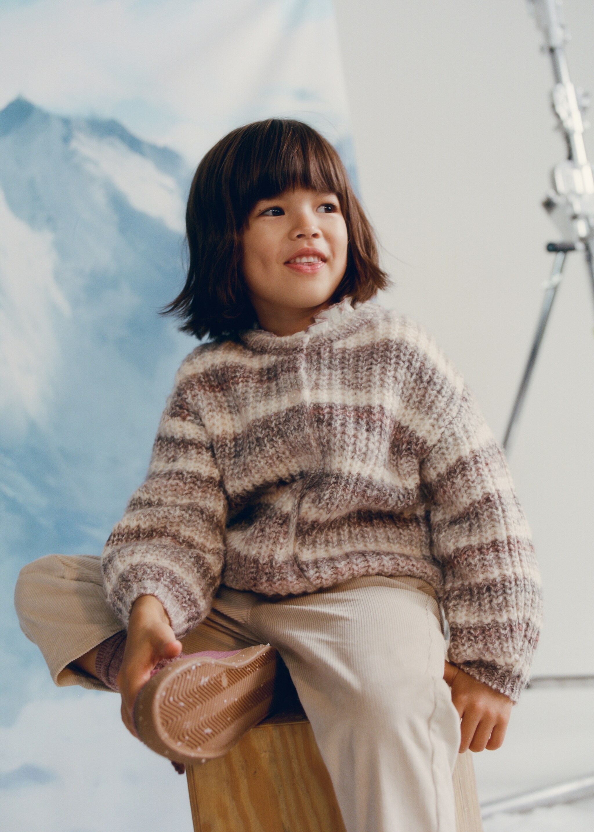Striped flecked sweater - Details of the article 5, Wine. Ref: 17067786-00.