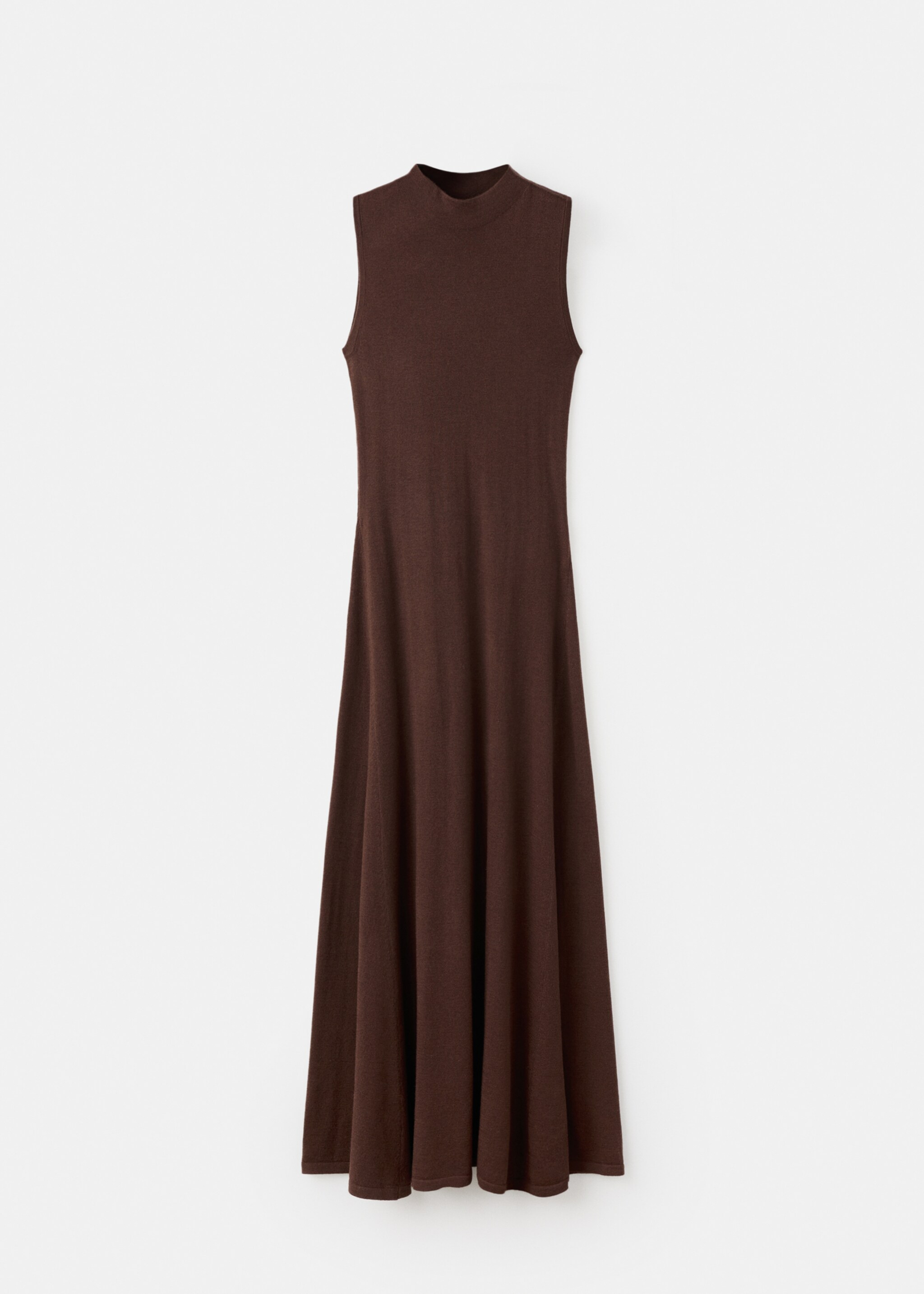 Perkins-neck knitted dress - Article without model, Chocolate. Ref: 17067788-00.