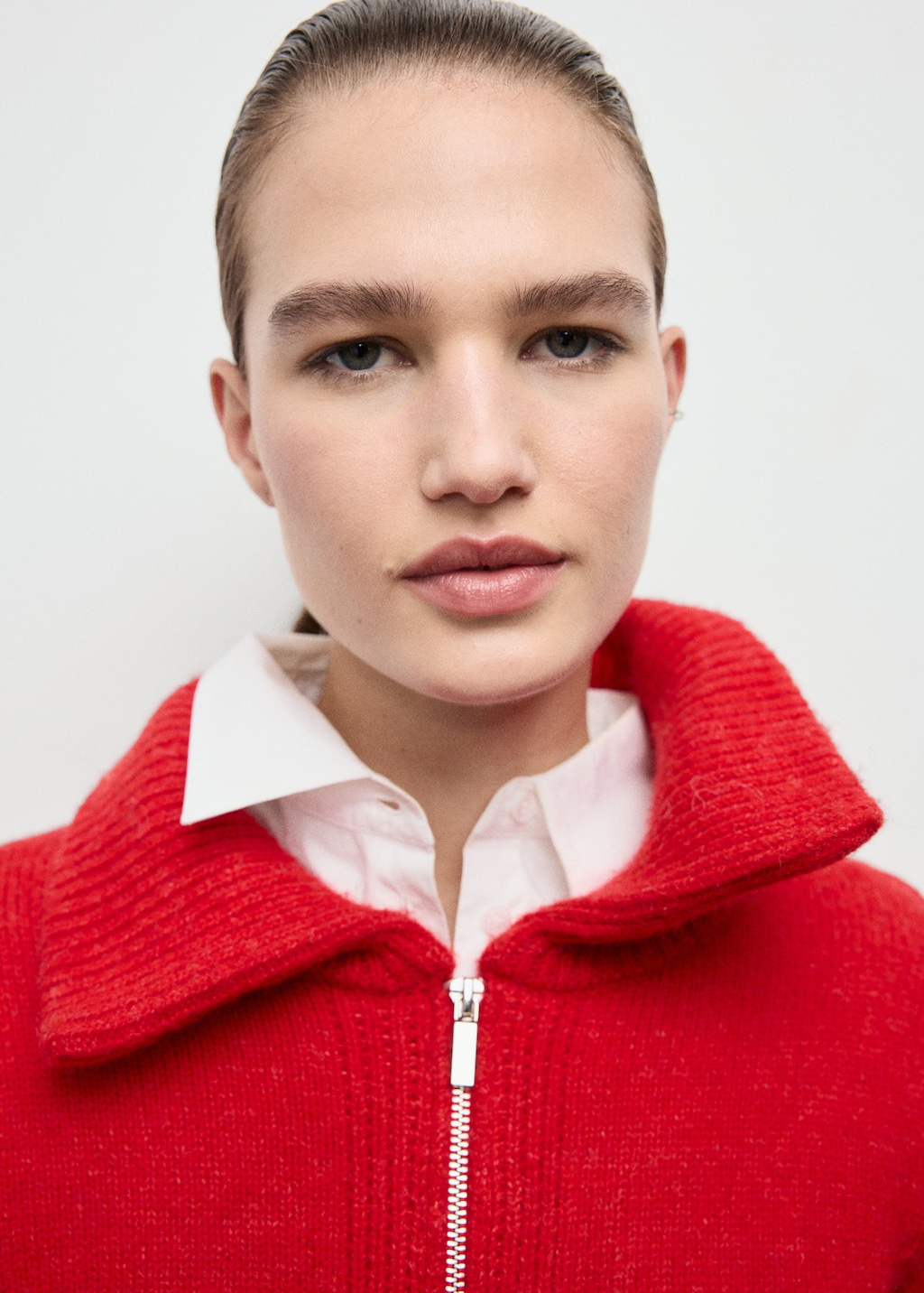 Cardigan with shirt collar