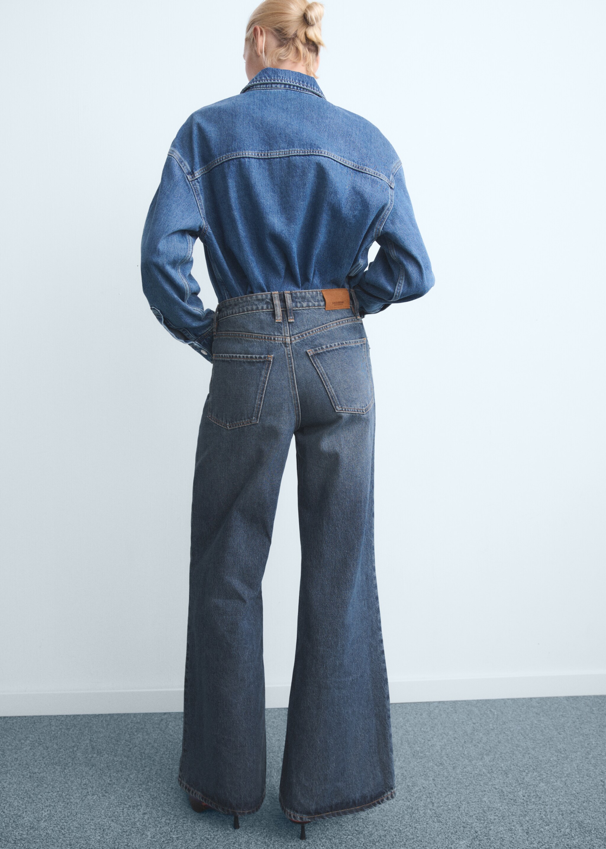 Jeans wide leg tiro alto - Reverso del artículo, Azul oscuro. Ref: 17067793-00.