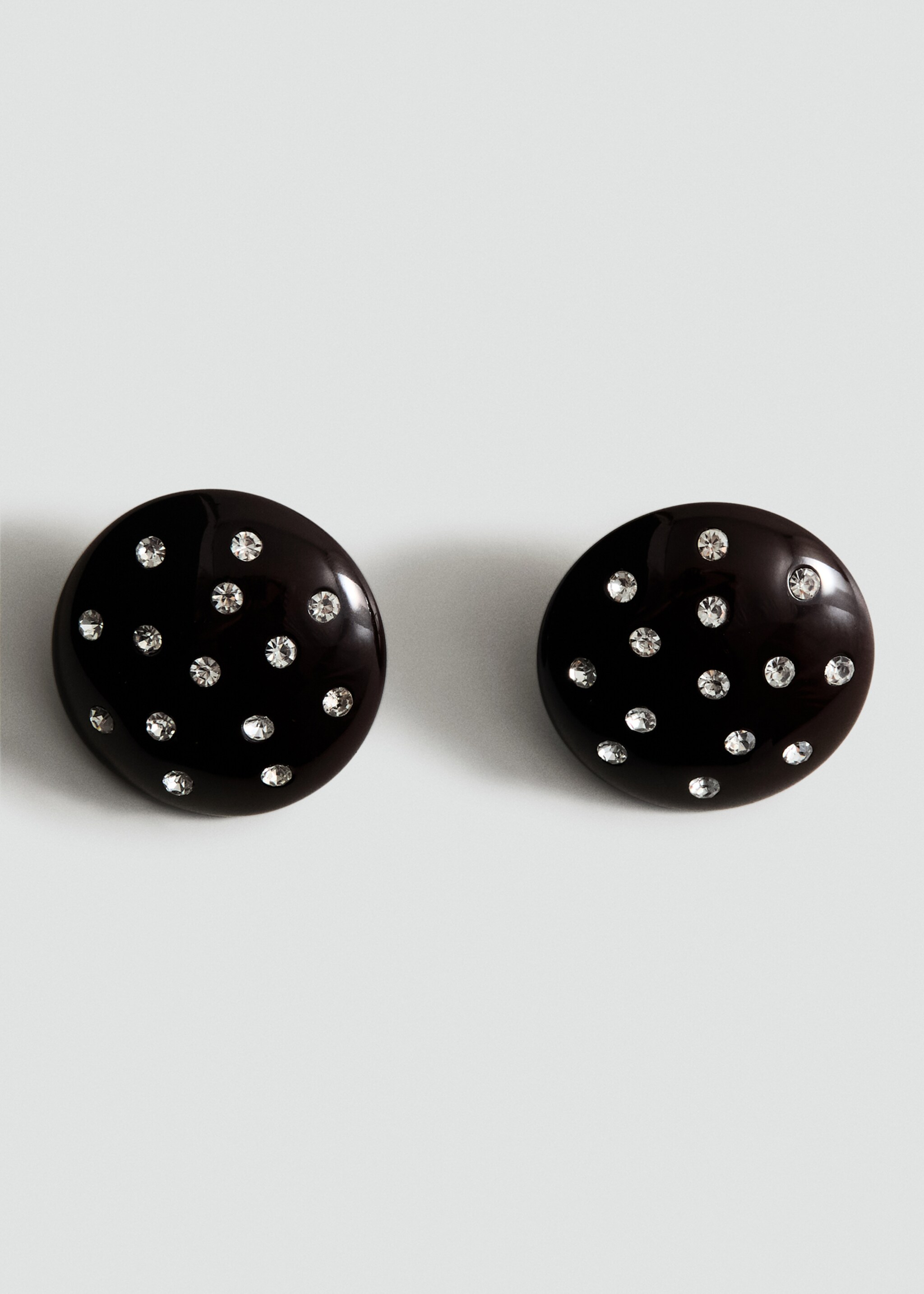 Round crystal appliqué earrings - Article without model, Brown. Ref: 17067795-00.