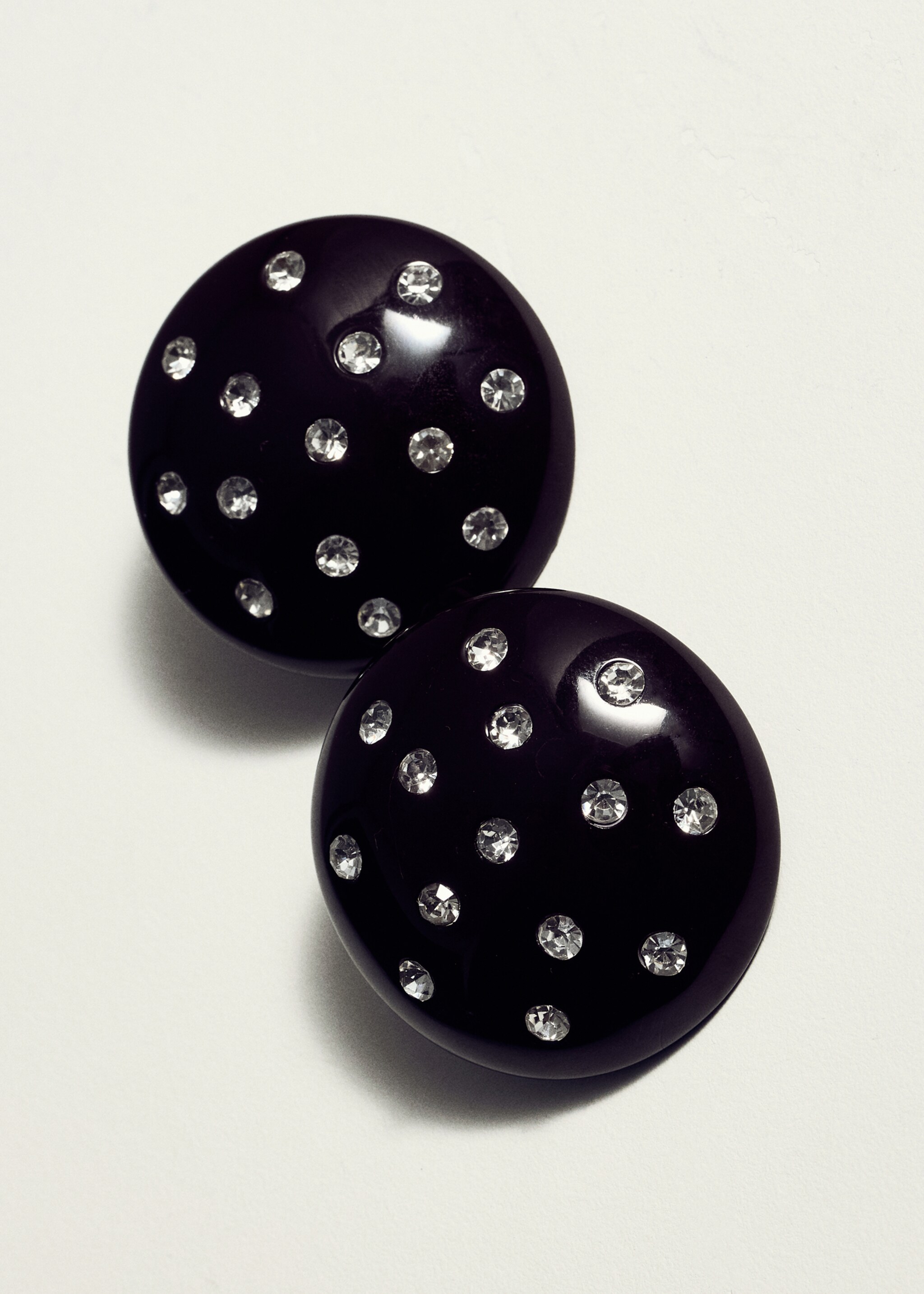 Round crystal appliqué earrings - Details of the article 1, Brown. Ref: 17067795-00.