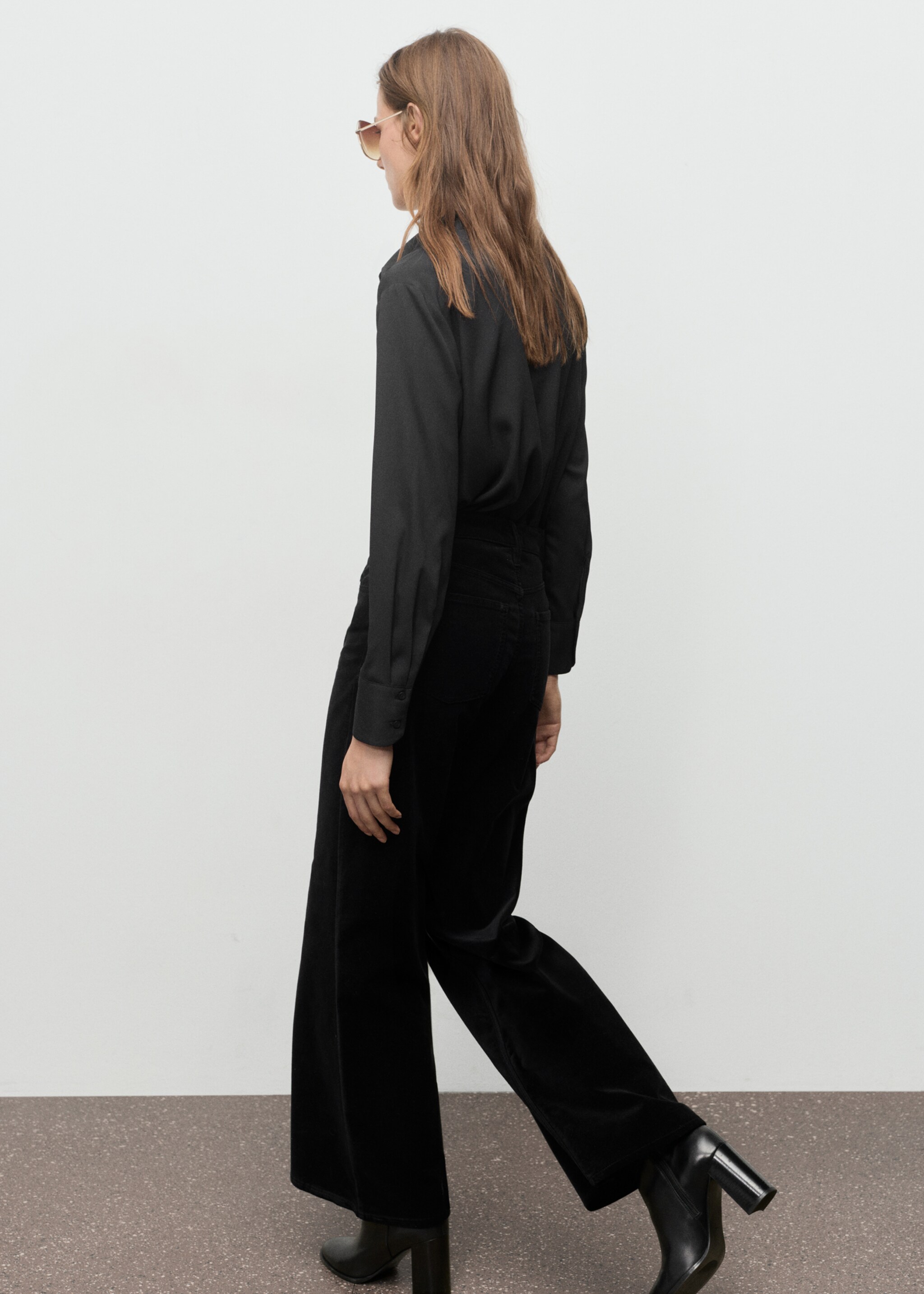 Jeans wide leg terciopelo - Detalle del artículo 1, Negro. Ref: 17067798-00.