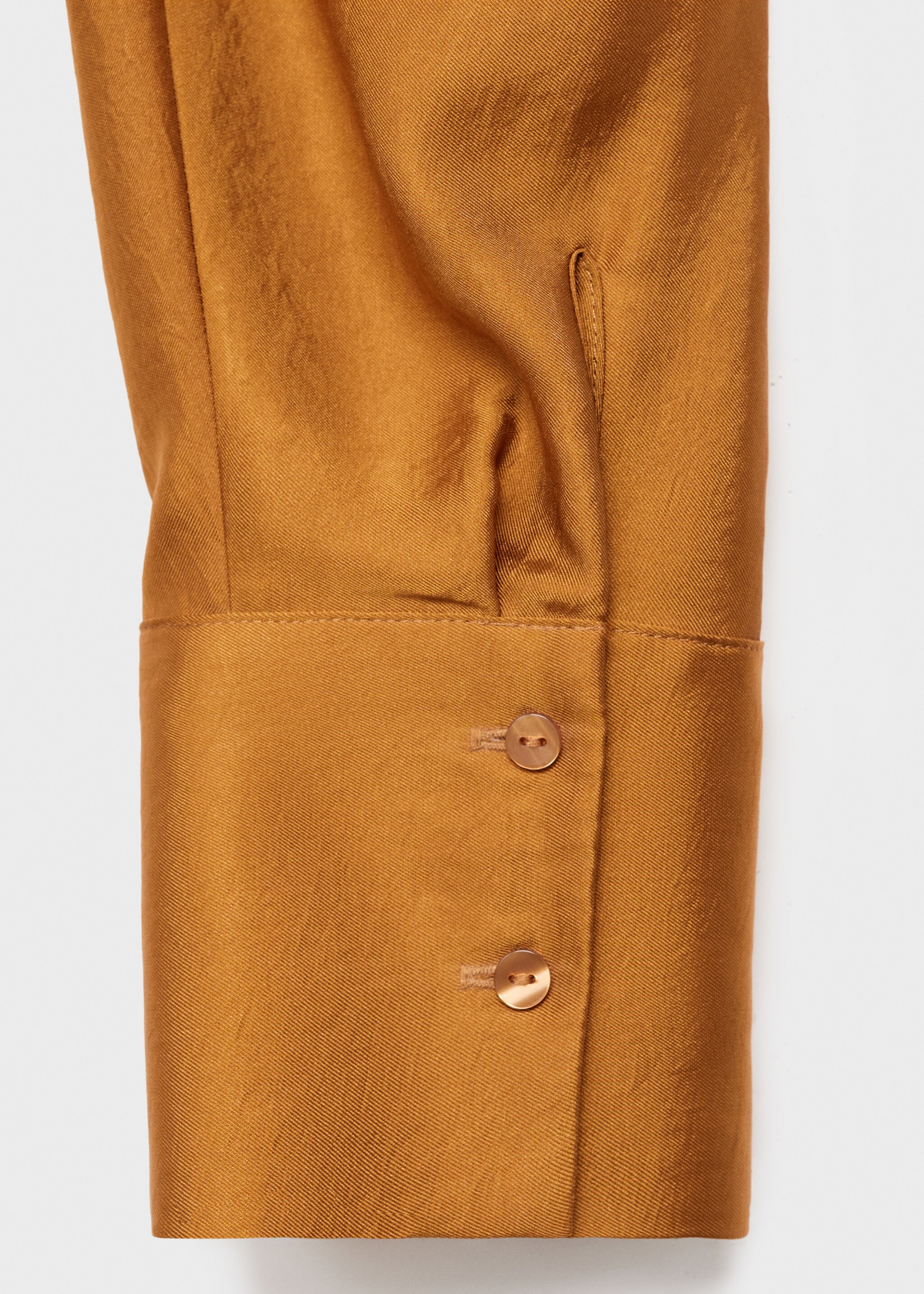 Cross-over satin blouse - Details of the article 0, Mustard. Ref: 17067800-00.