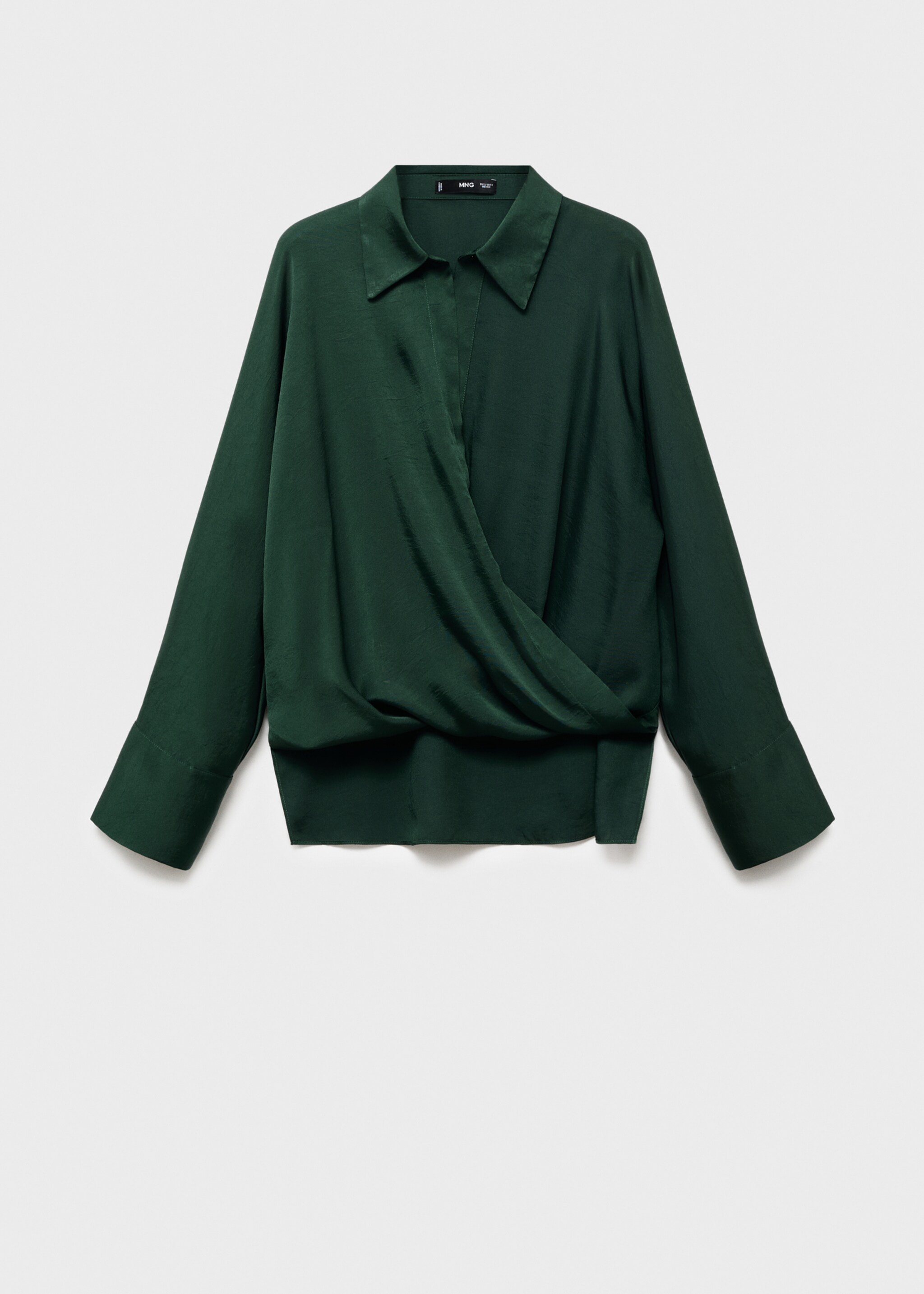 Cross-over satin blouse - Article without model, Billiard Green. Ref: 17067800-00.
