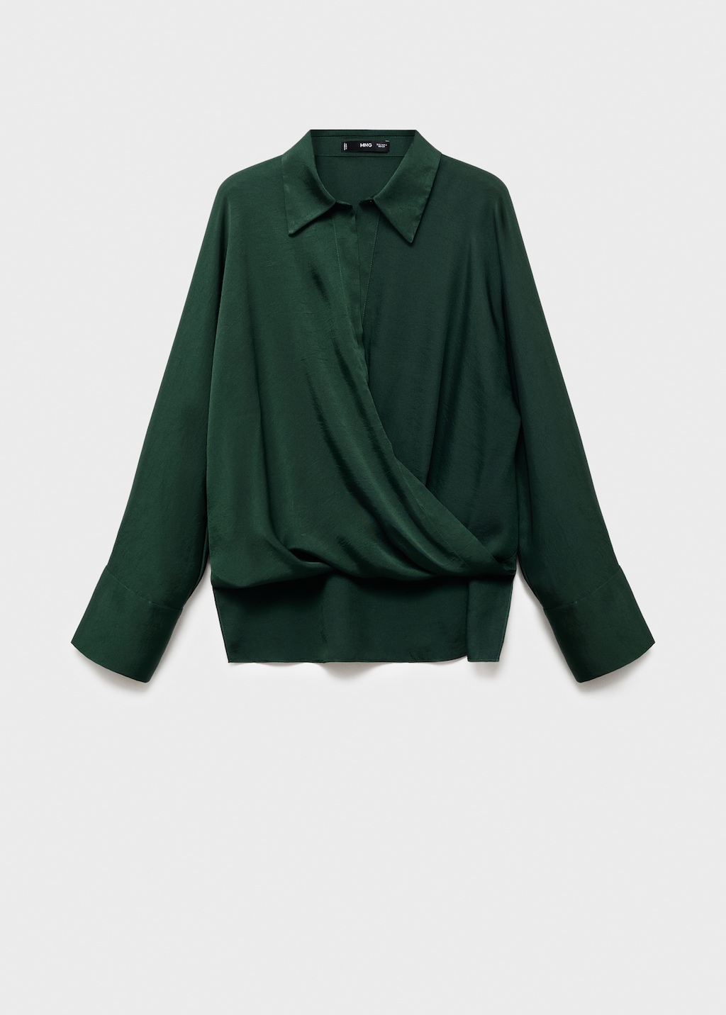 Cross-over satin blouse