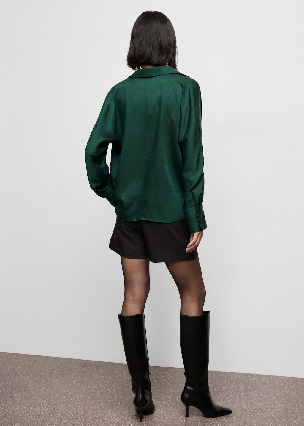 Cross-over satin blouse