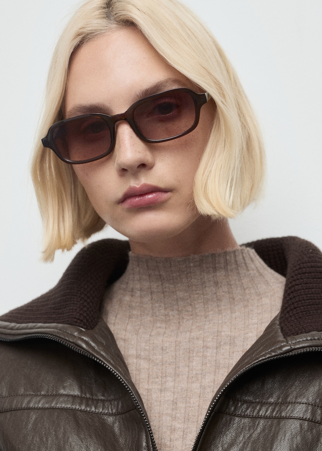 Perkins-neck ribbed dress