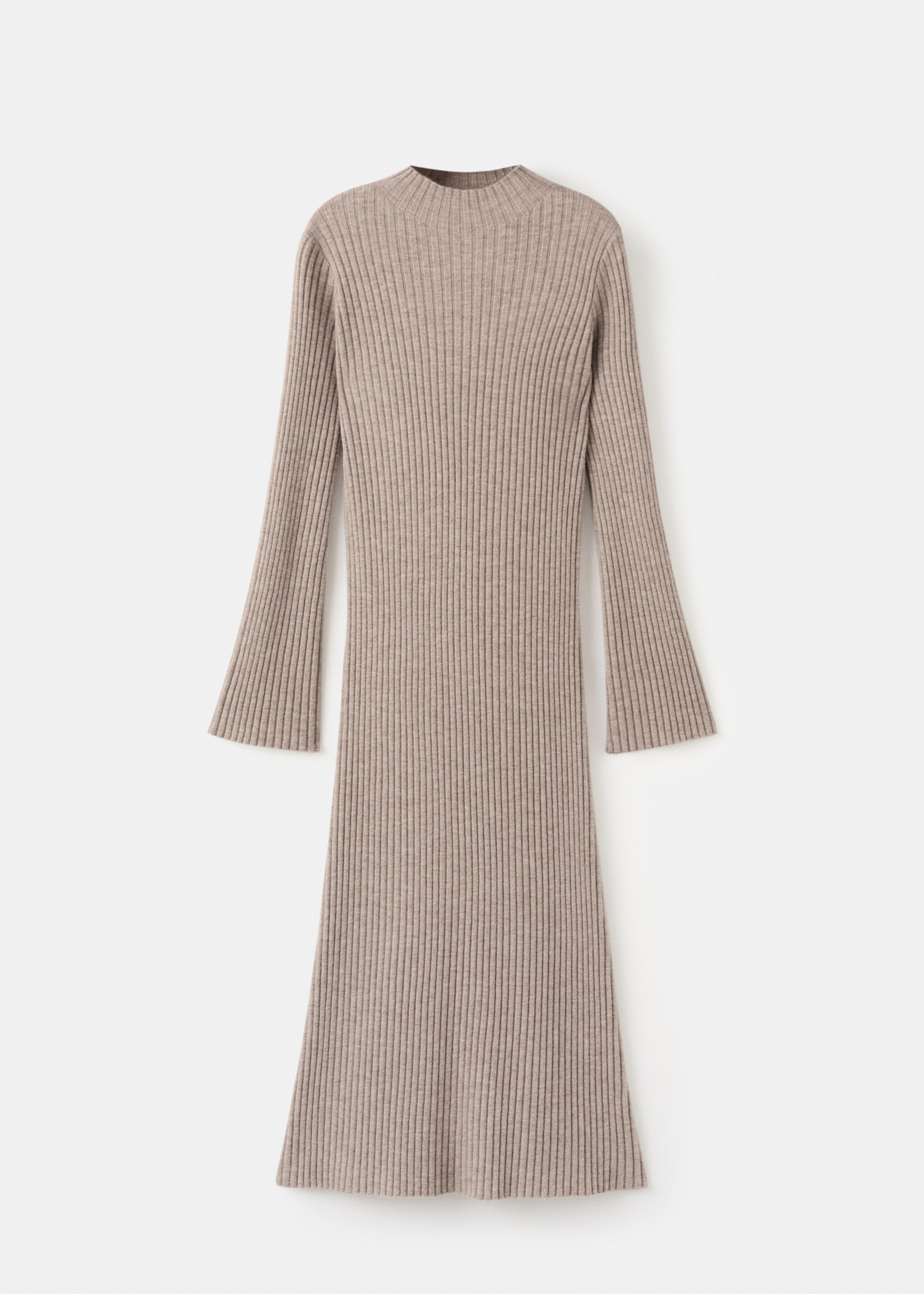 Perkins-neck ribbed dress - Article without model, Medium Brown. Ref: 17067801-00.