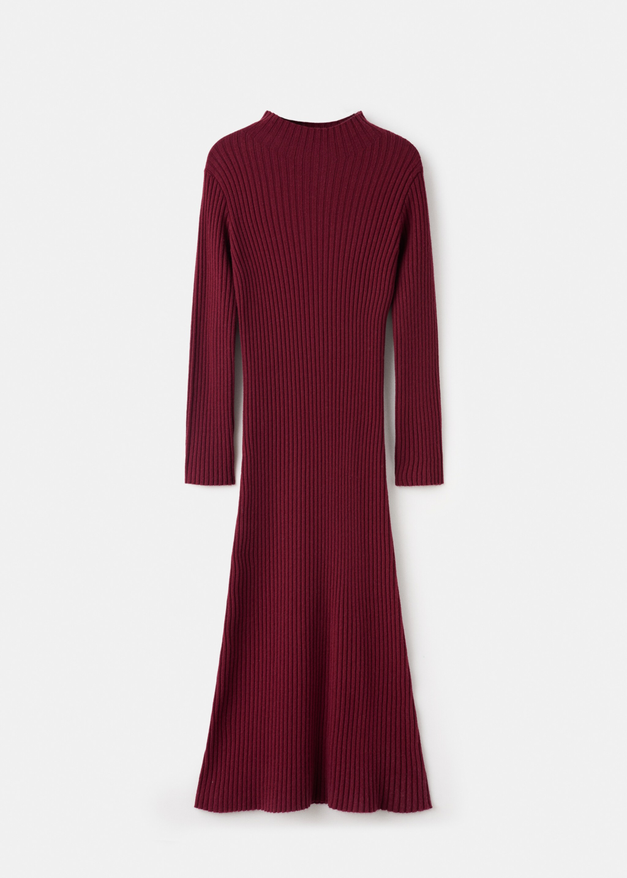 Perkins-neck ribbed dress - Article without model, Wine. Ref: 17067801-00.