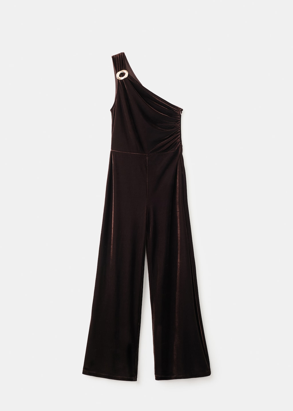 Velvet jumpsuit with metallic detail