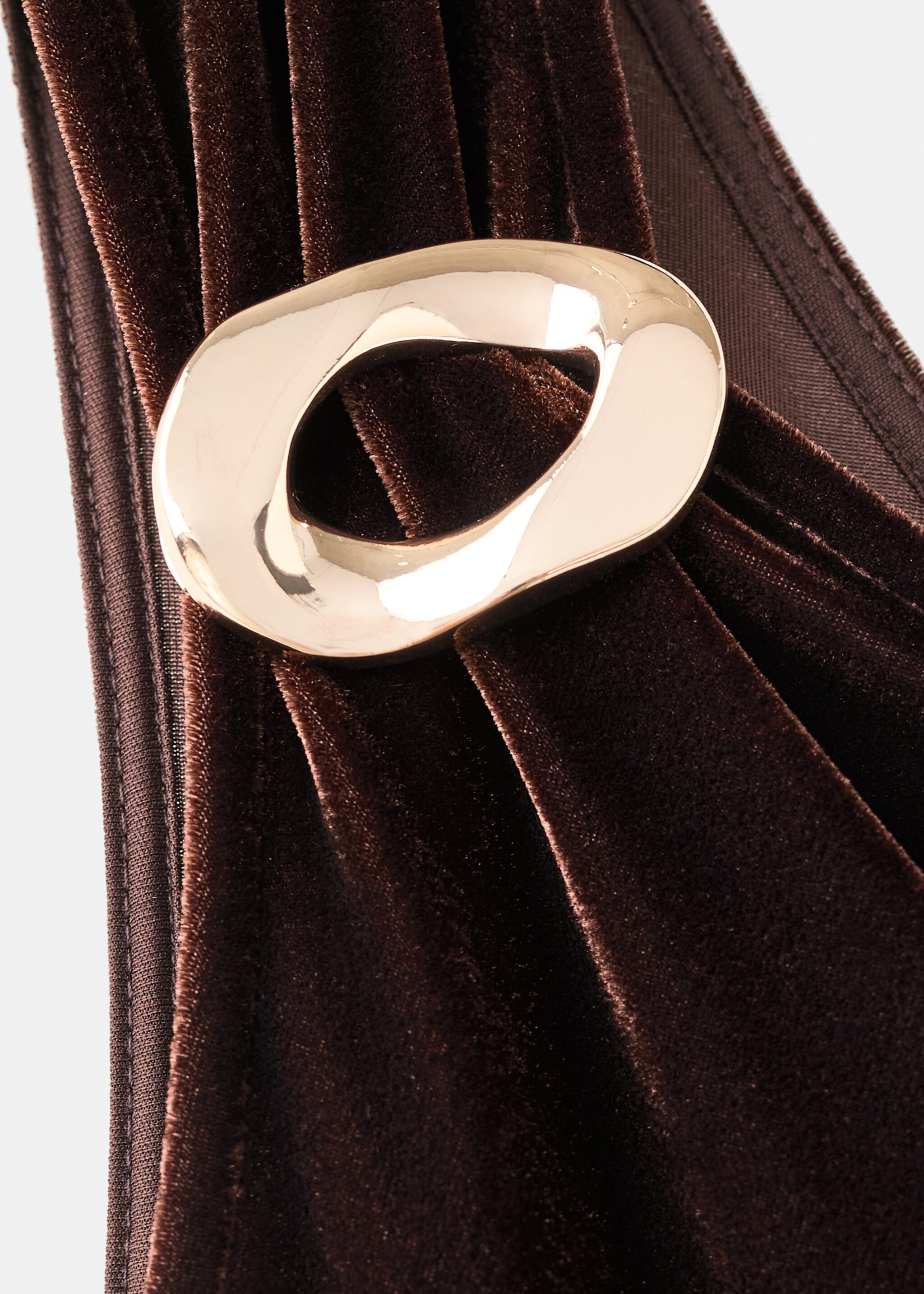Velvet jumpsuit with metallic detail - Details of the article 8, Brown. Ref: 17067802-00.