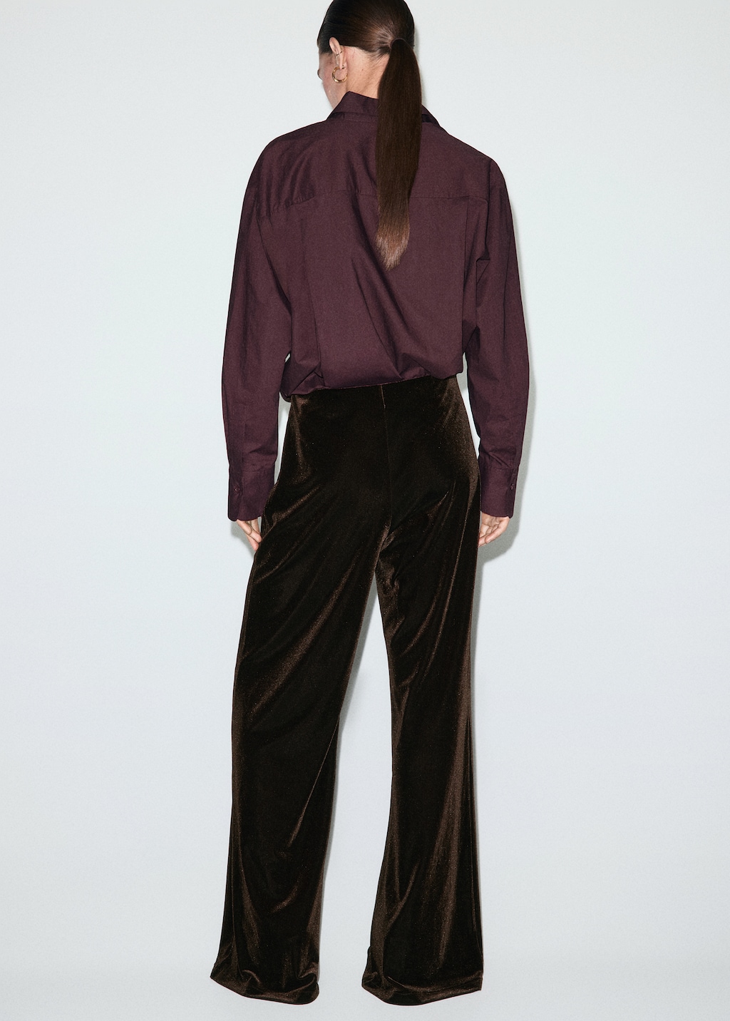 Velvet wide-leg trousers