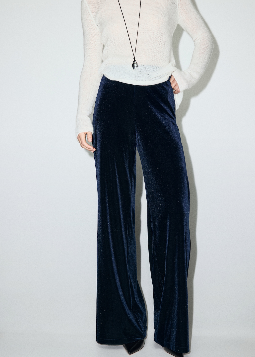 Velvet wide leg trousers