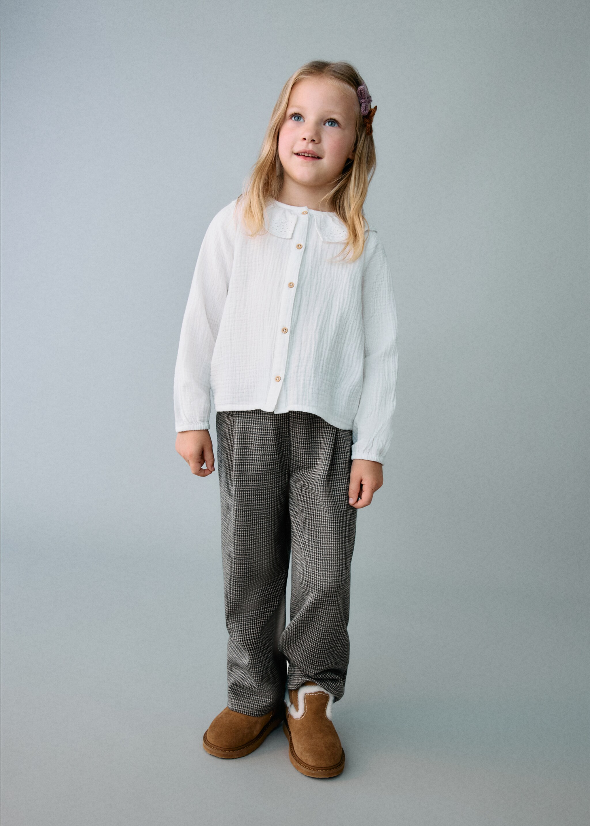 Houndstooth print straight trousers - Medium plane, Brown. Ref: 17067807-00.