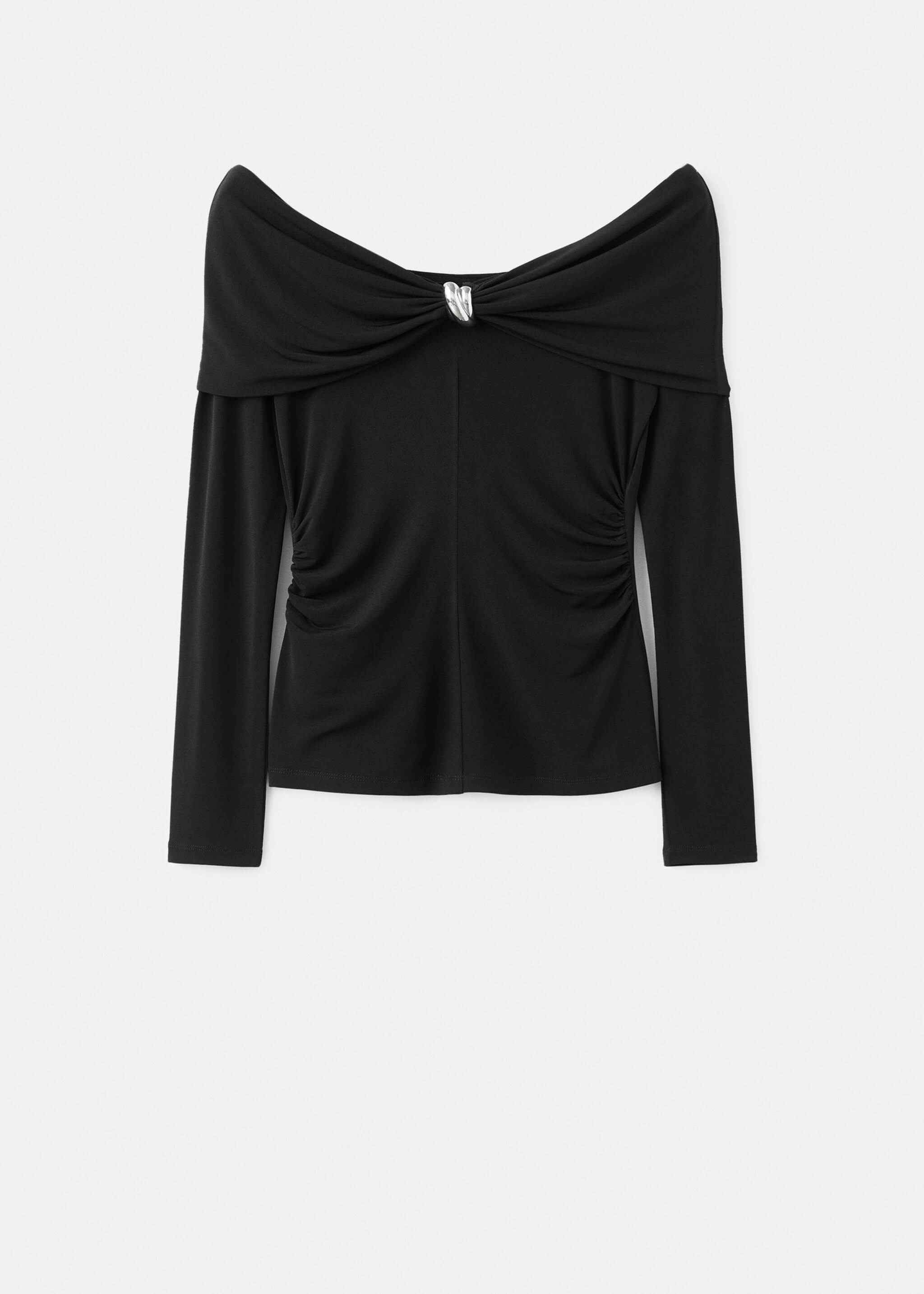 Strapless t-shirt with metallic detail - Article without model, Black. Ref: 17067811-00.