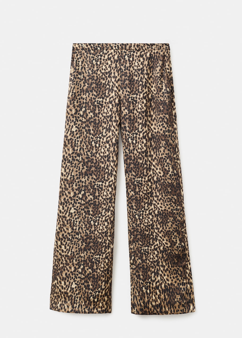 Leopard-print satin trousers