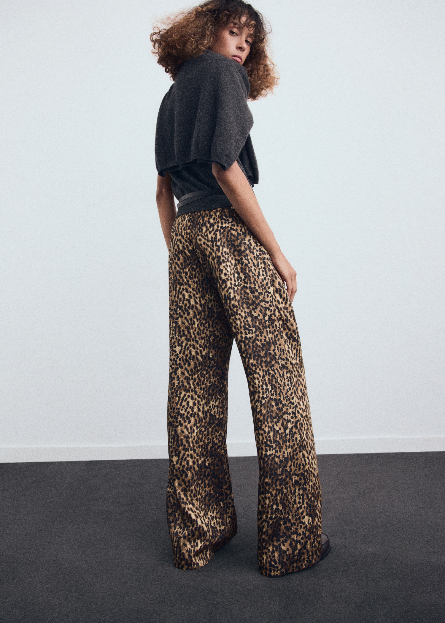 Leopard-print satin trousers Women MANGO Egypt