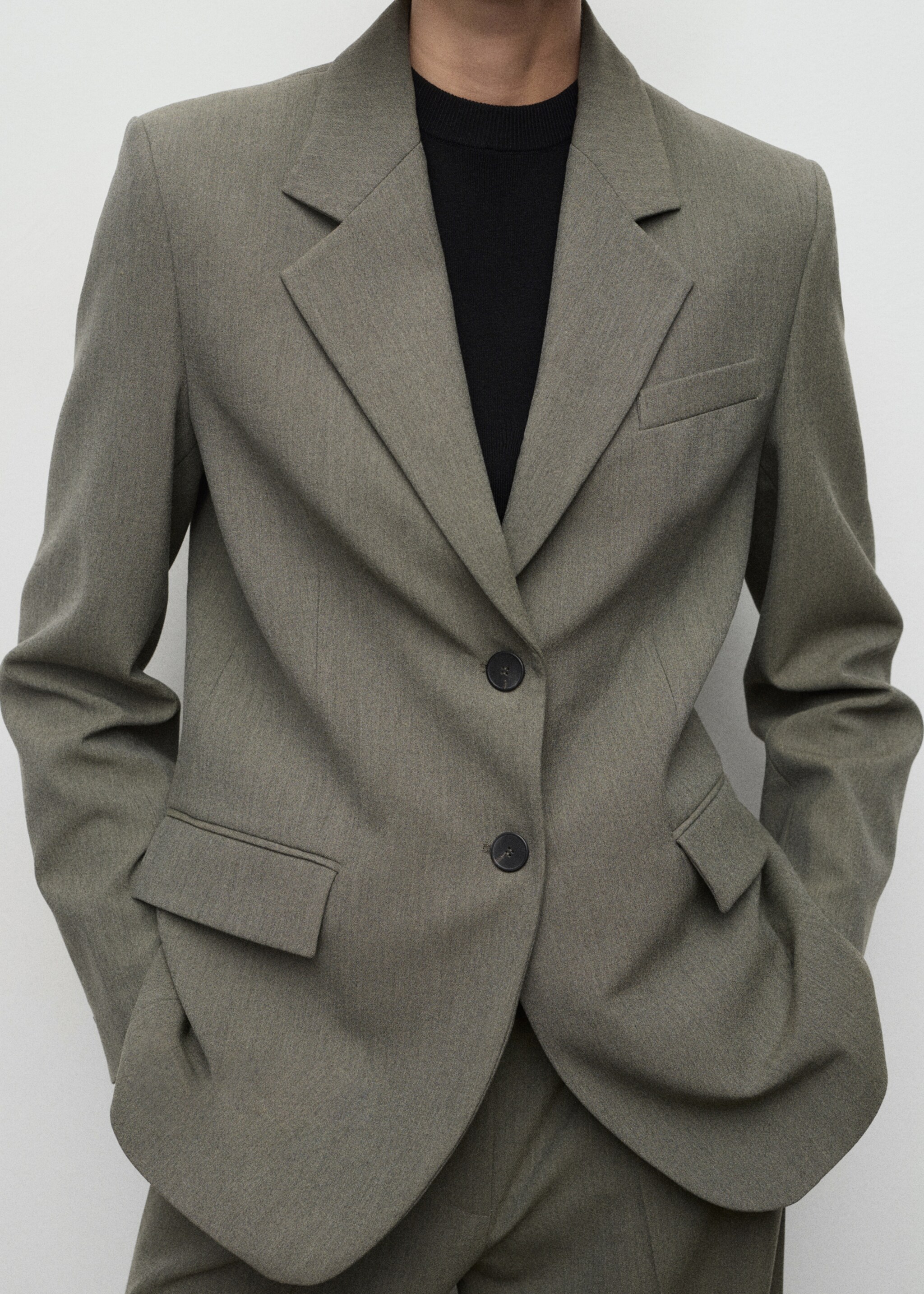 Blazer costume poches - Plan moyen, Vert pastel. Ref: 17067818-00.