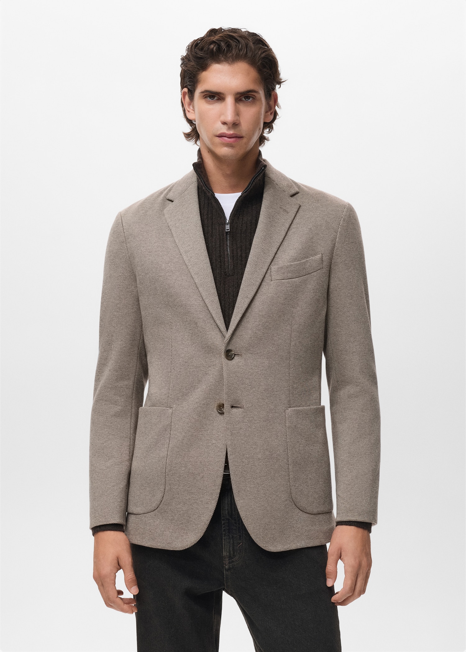 Slim-fit micro-houndstooth jacket Men MANGO Mozambique