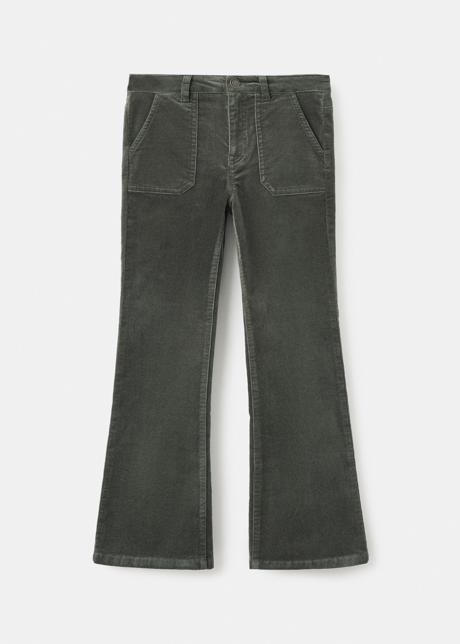 Velvet-effect flare trousers - Article without model