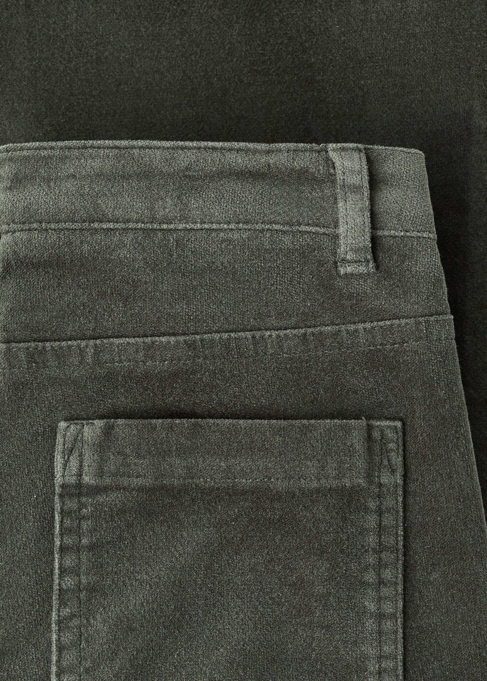 Velvet-effect flare trousers - Details of the article 0, Khaki. Ref: 17067888-00.