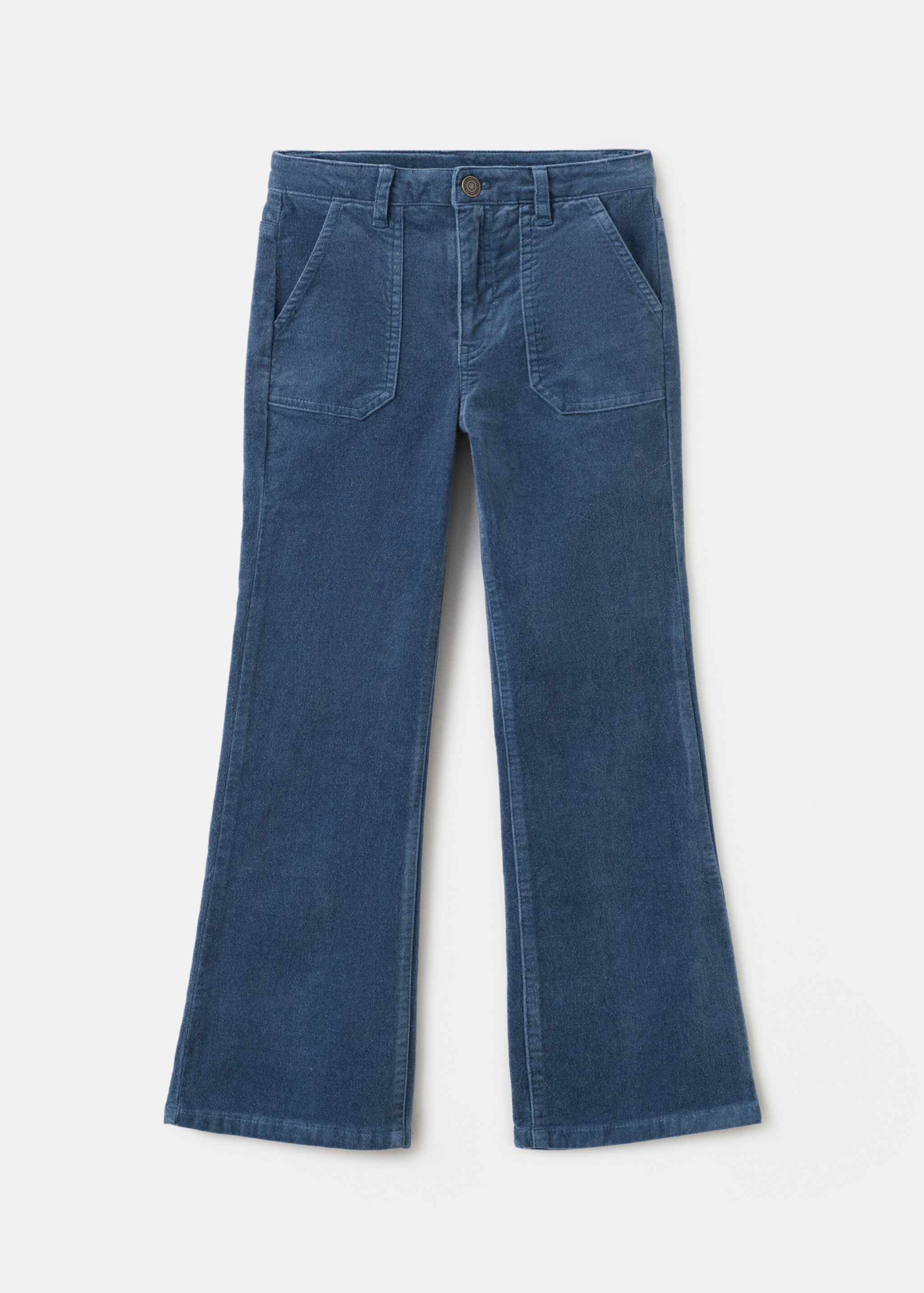 Velvet-effect flare trousers - Article without model, Blue. Ref: 17067888-00.