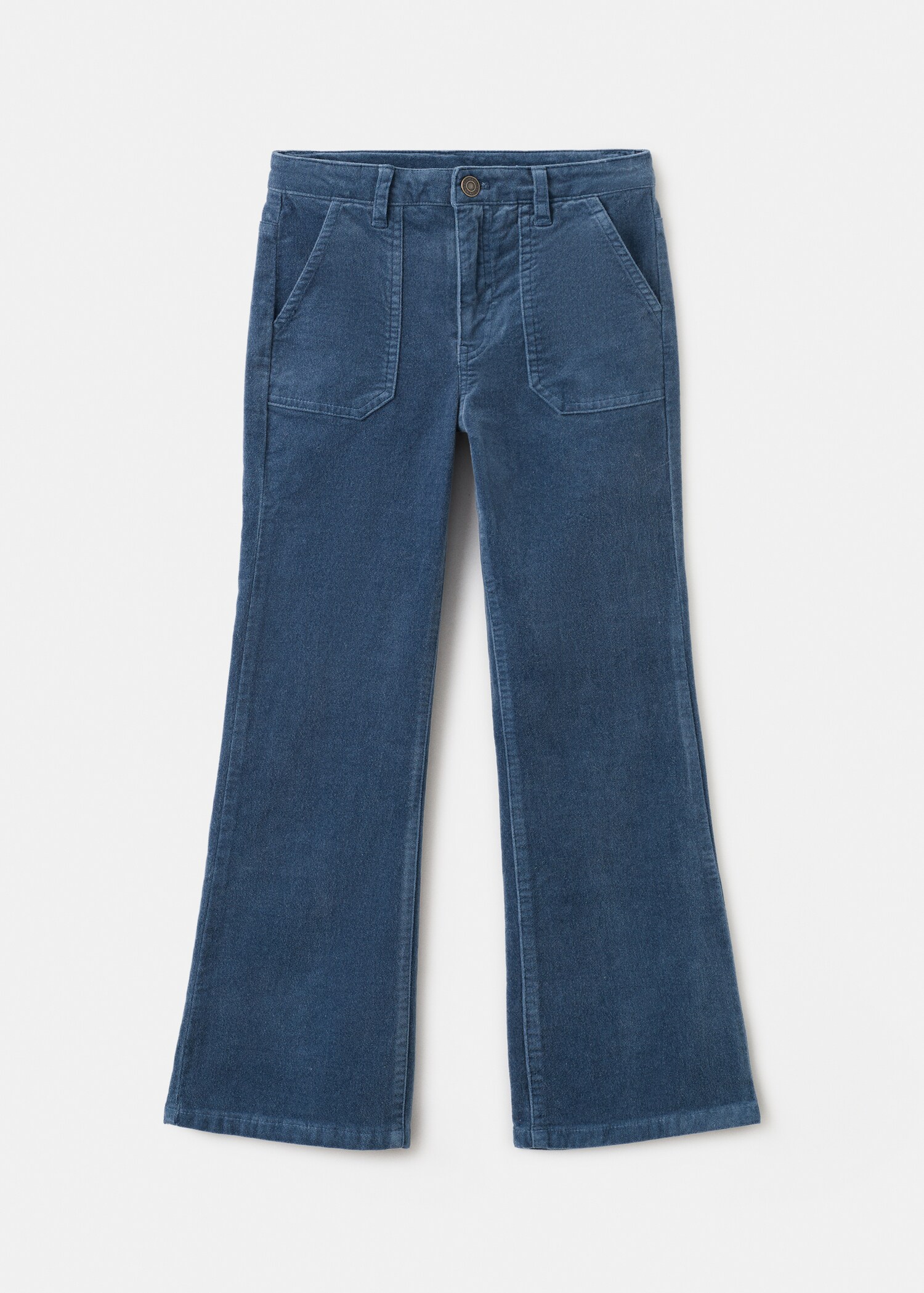 Velvet-effect flare trousers - Article without model
