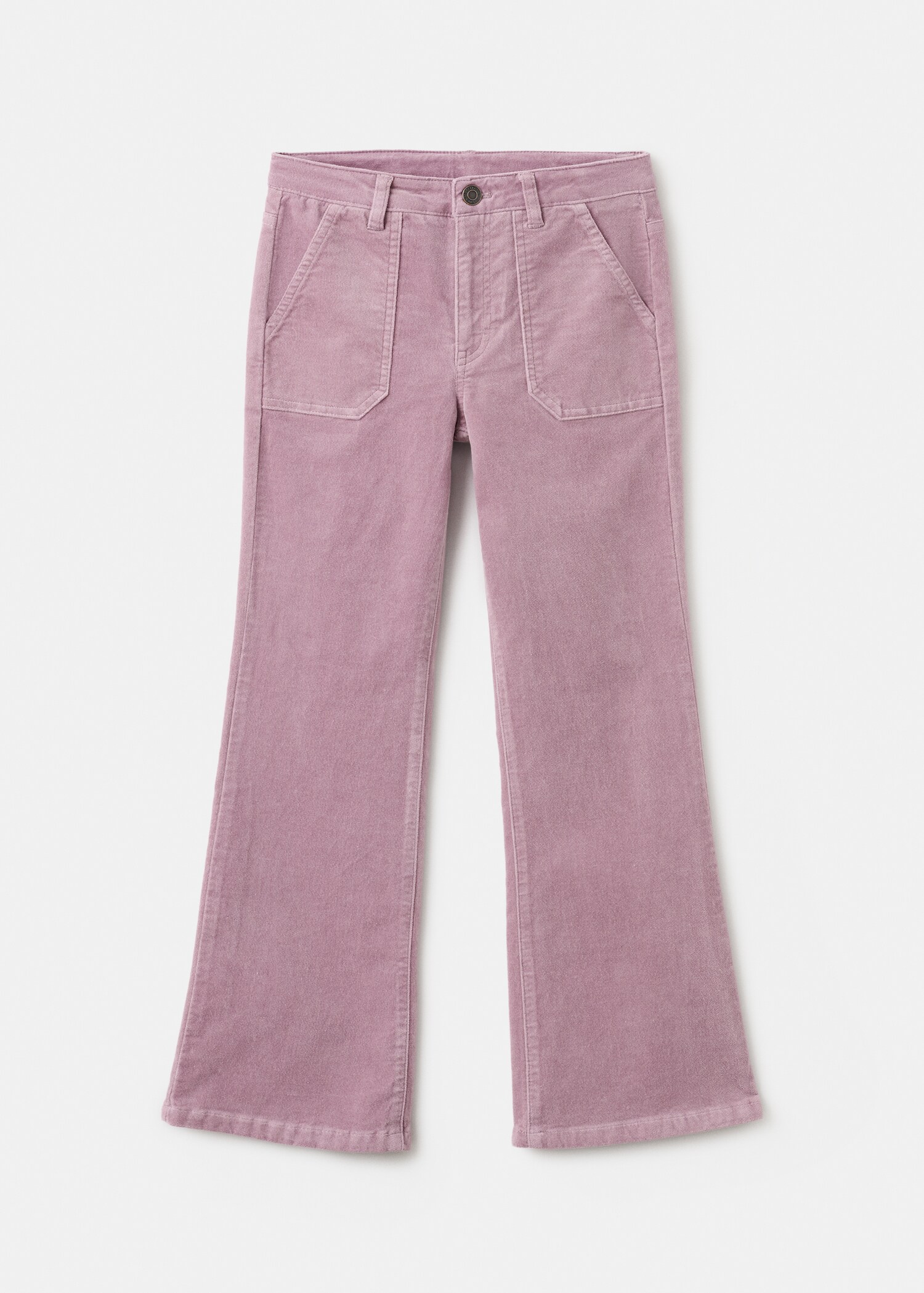 Velvet-effect flare trousers - Article without model