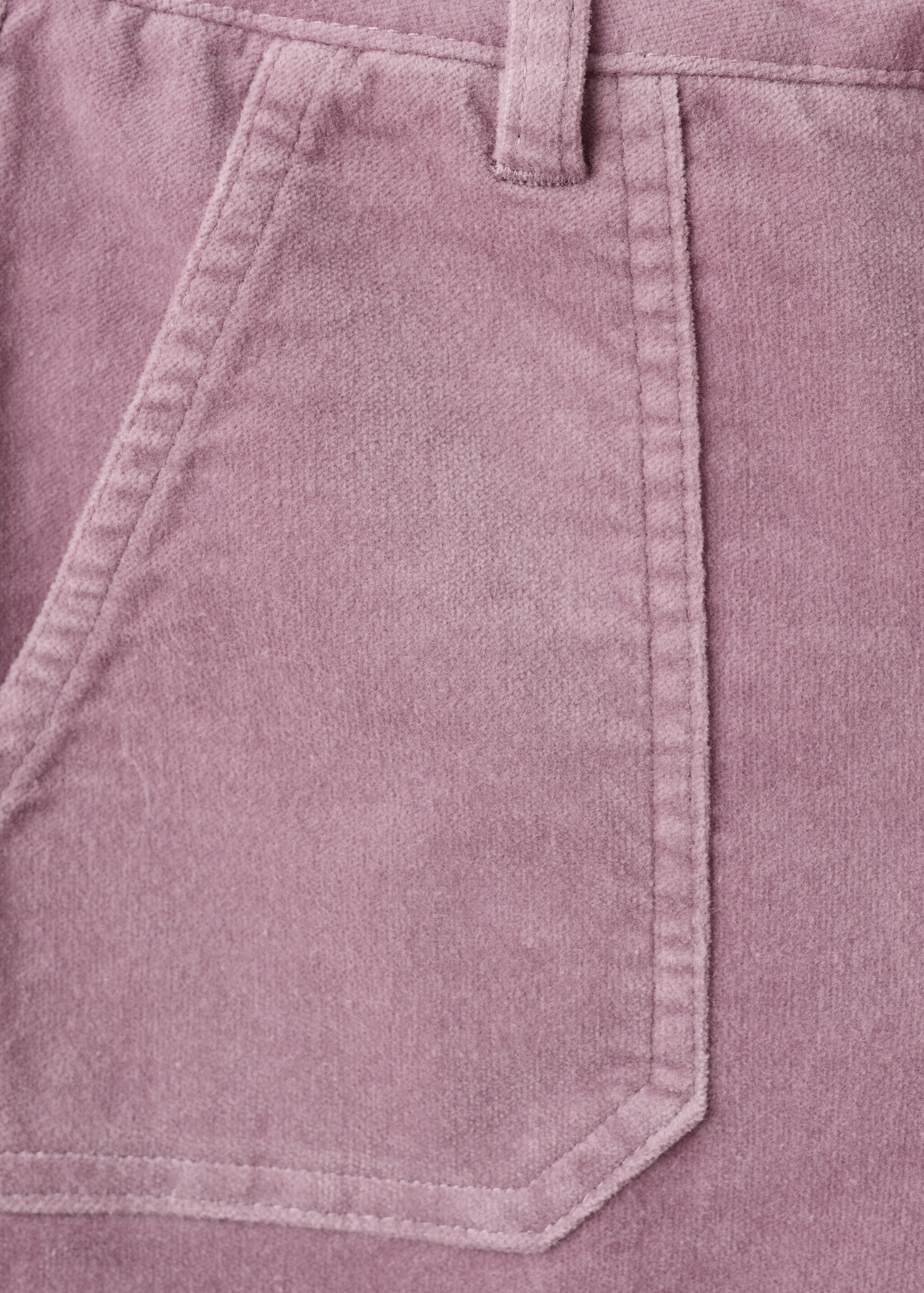 Velvet-effect flare trousers - Details of the article 8, Pink. Ref: 17067888-00.