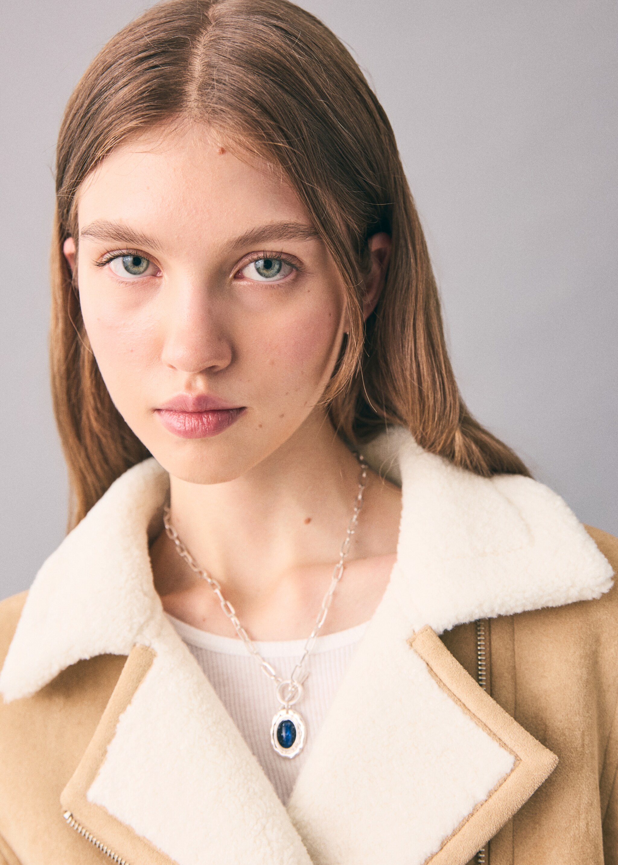 Shearling suede coat - Details of the article 1, Medium Brown. Ref: 17067889-00.