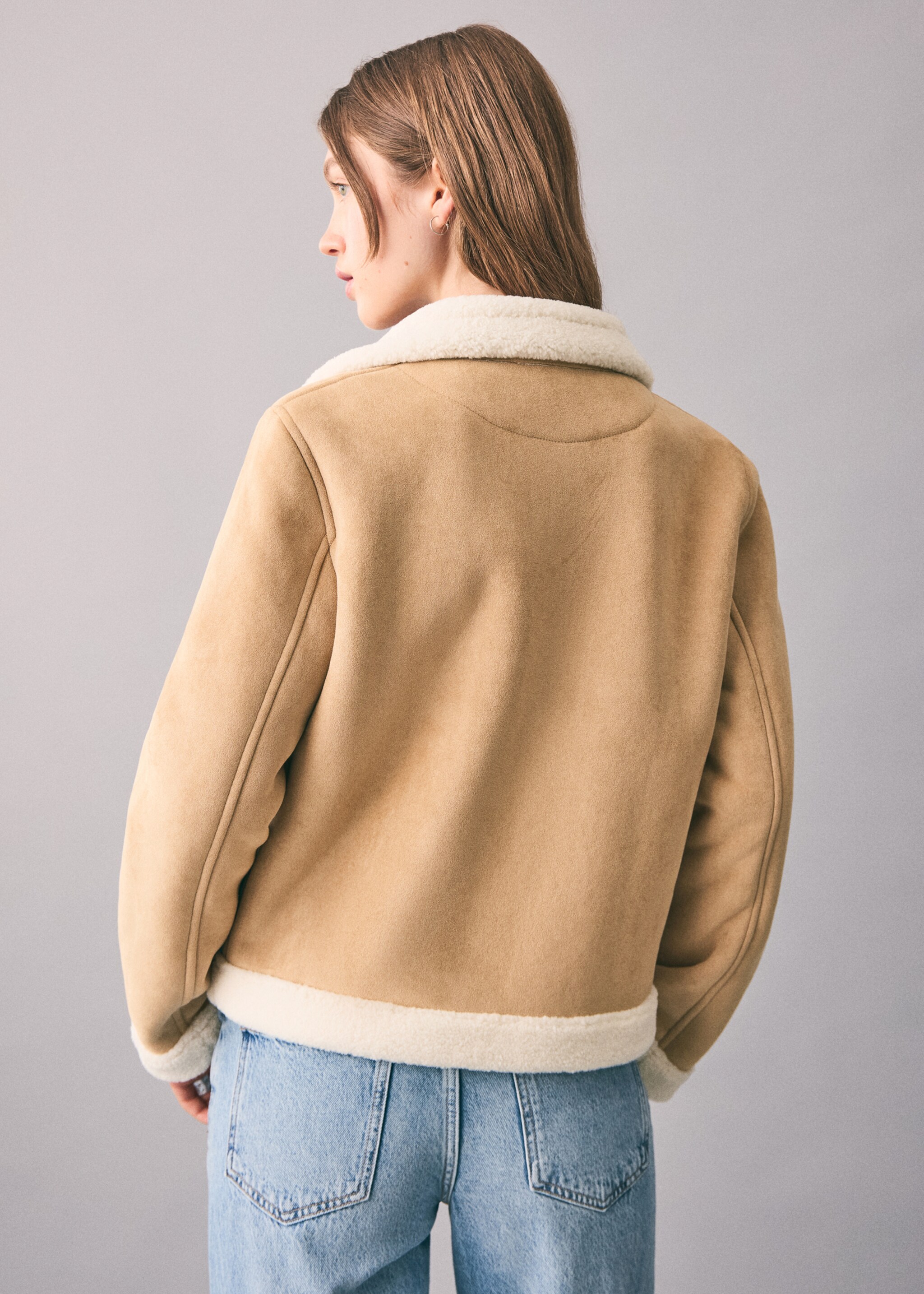 Shearling suede coat - Reverse of the article, Medium Brown. Ref: 17067889-00.
