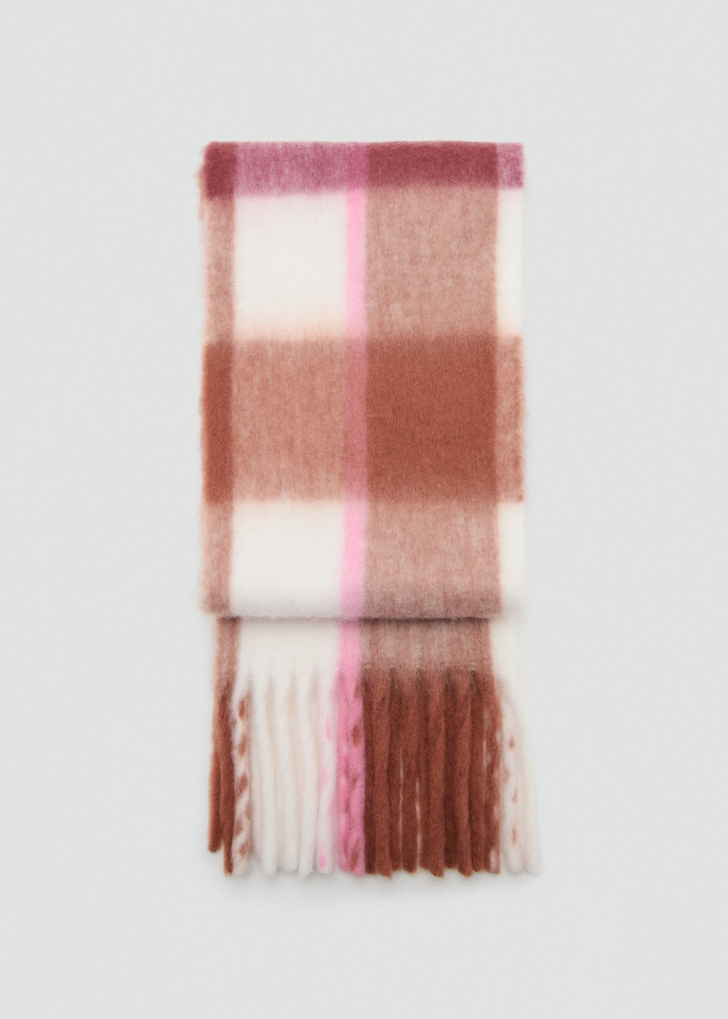 Fringed check scarf