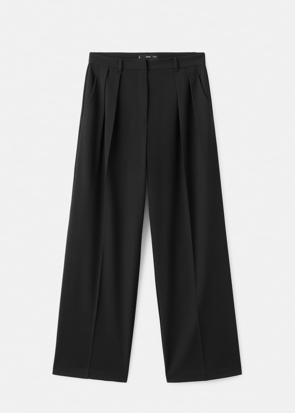Wide-leg mid-rise pleated pants