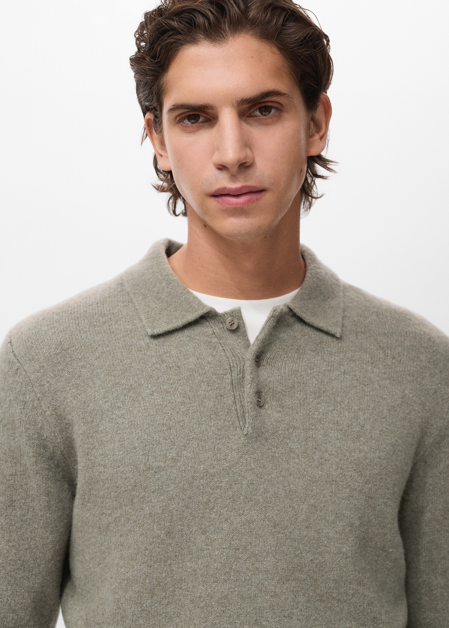 Pull-over polo maille laine mélangée - Détail de l'article 1