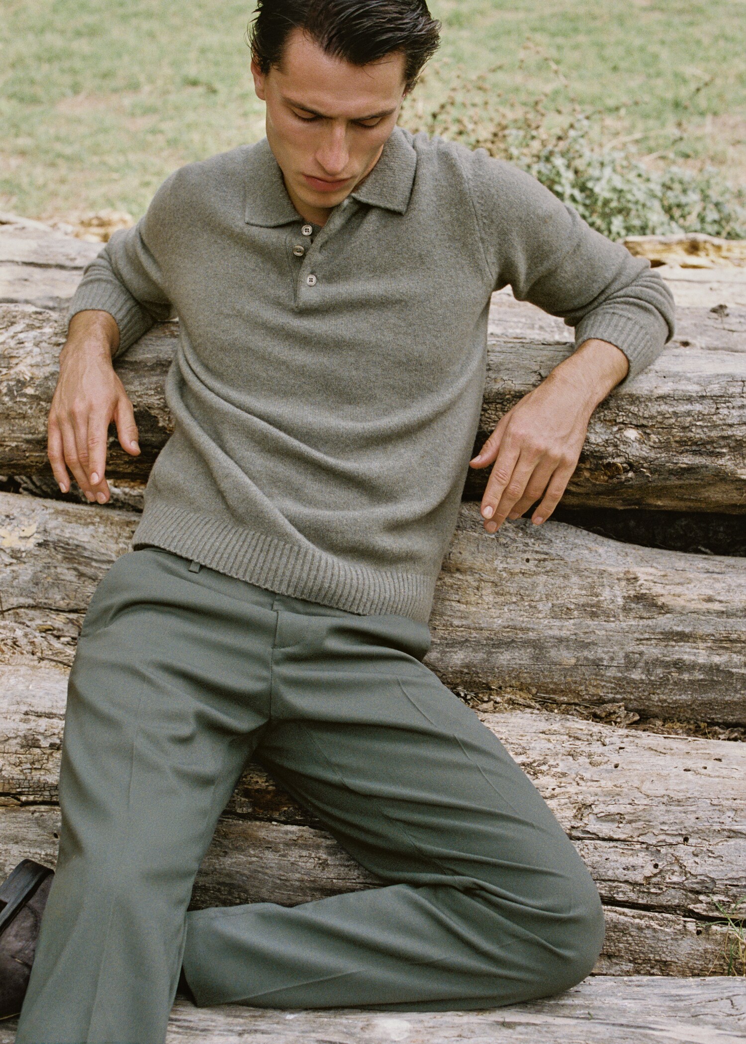 Knitted wool blend polo sweater - Details of the article 3