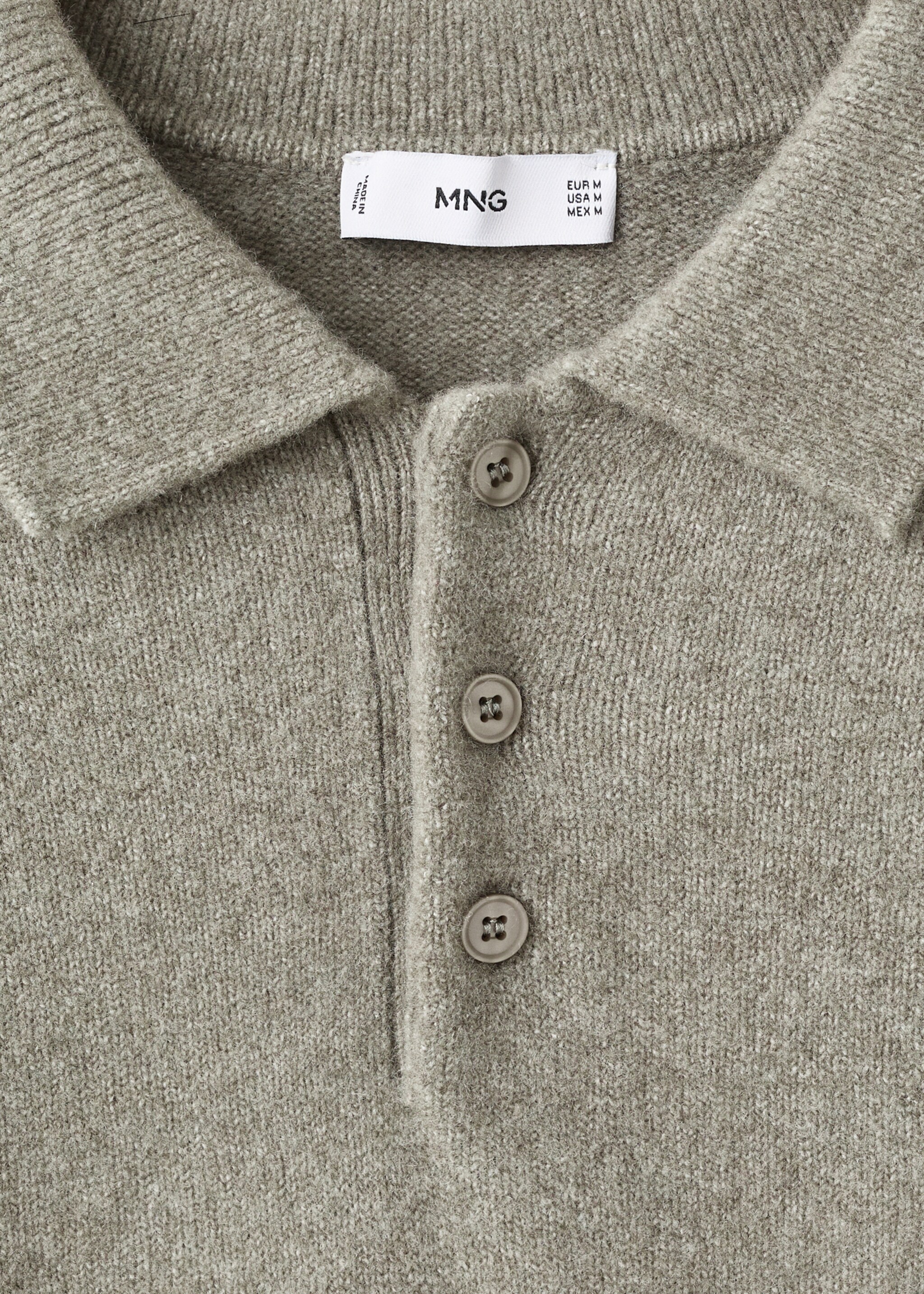 Knitted wool blend polo sweater - Details of the article 8, Pastel Green. Ref: 17067896-00.