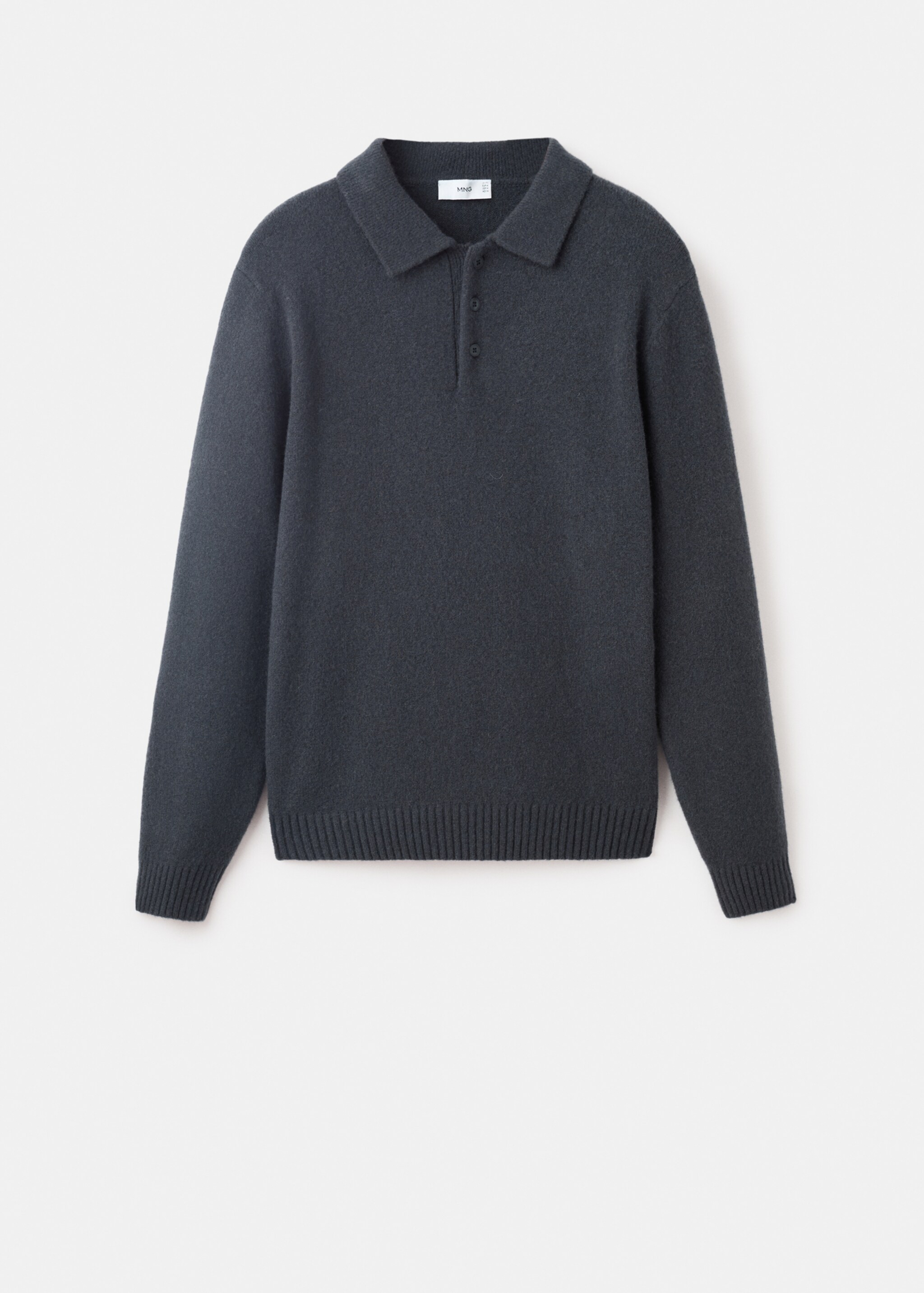 Úpletový svetr s polo límečkem ze směsové vlny - Zboží bez modelu, Modrá indigo. Ref: 17067896-00.