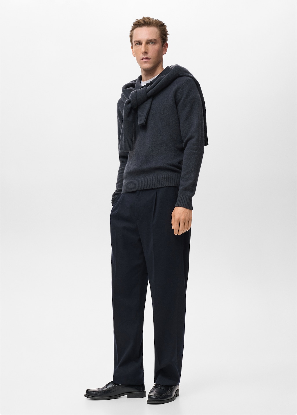 Knitted wool blend polo sweater