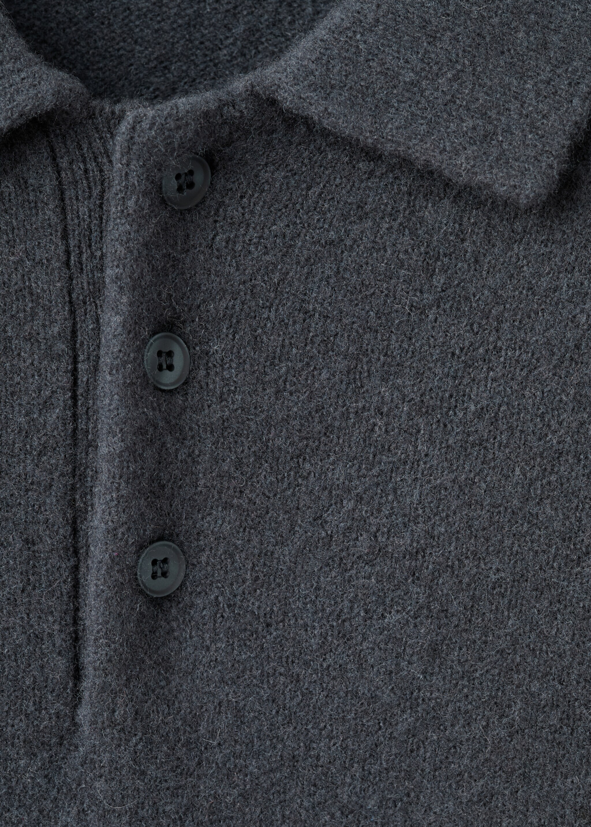 Úpletový svetr s polo límečkem ze směsové vlny - Detail zboží 8, Modrá indigo. Ref: 17067896-00.