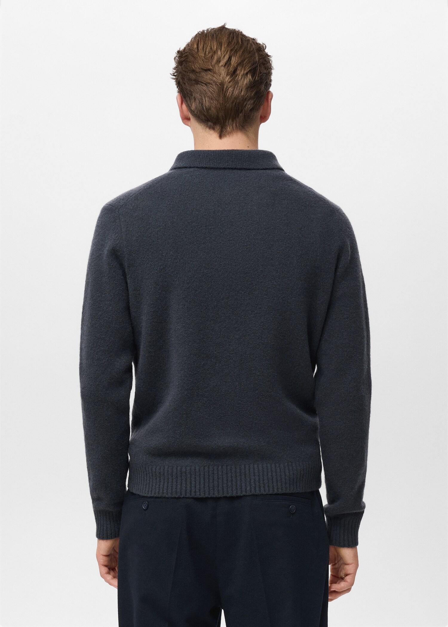 Polo-Stricksweatshirt aus Wollgemisch - Rückseite des Artikels