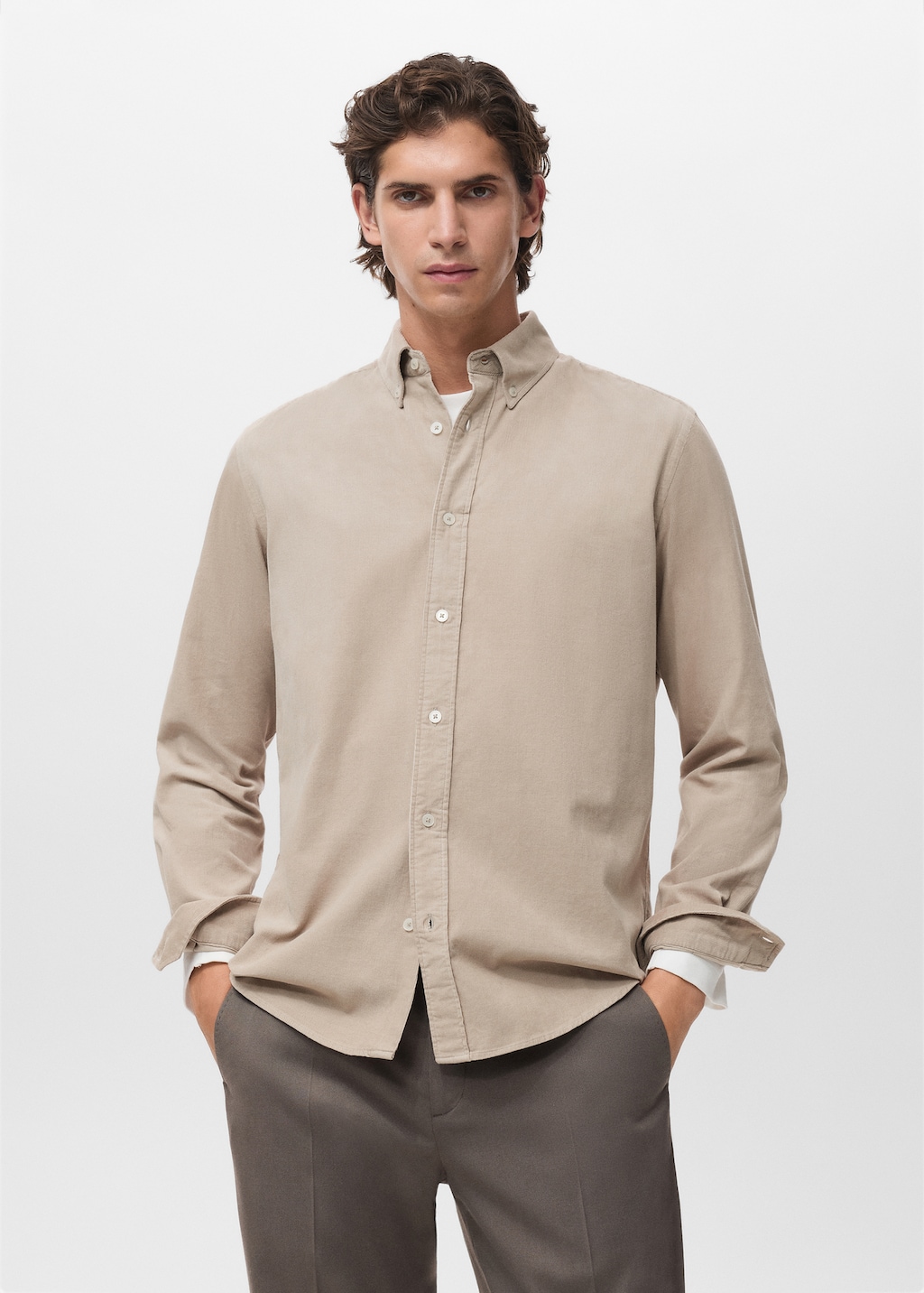 Classic-fit micro-corduroy shirt
