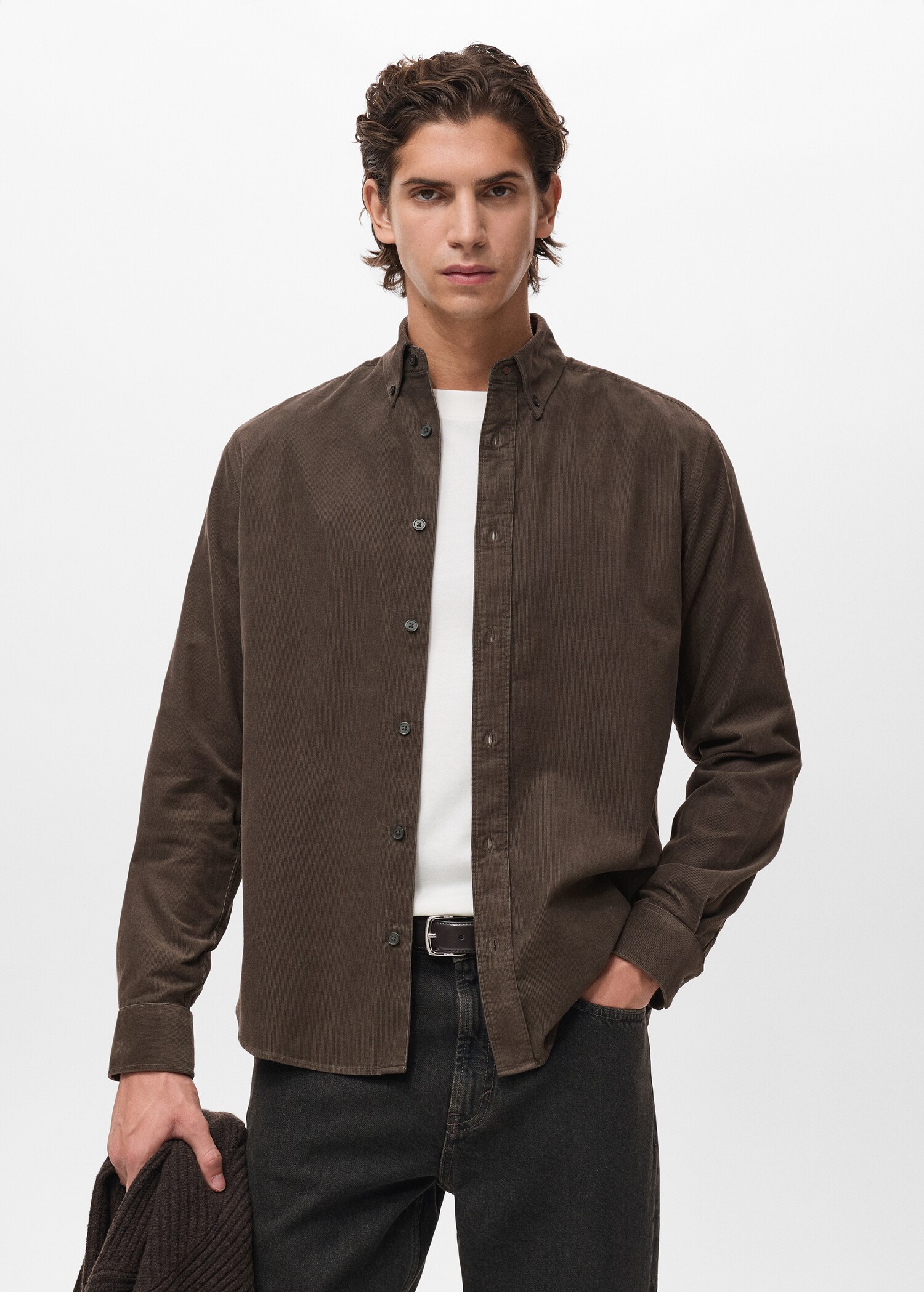 Classic-fit micro-corduroy shirt - Medium plane