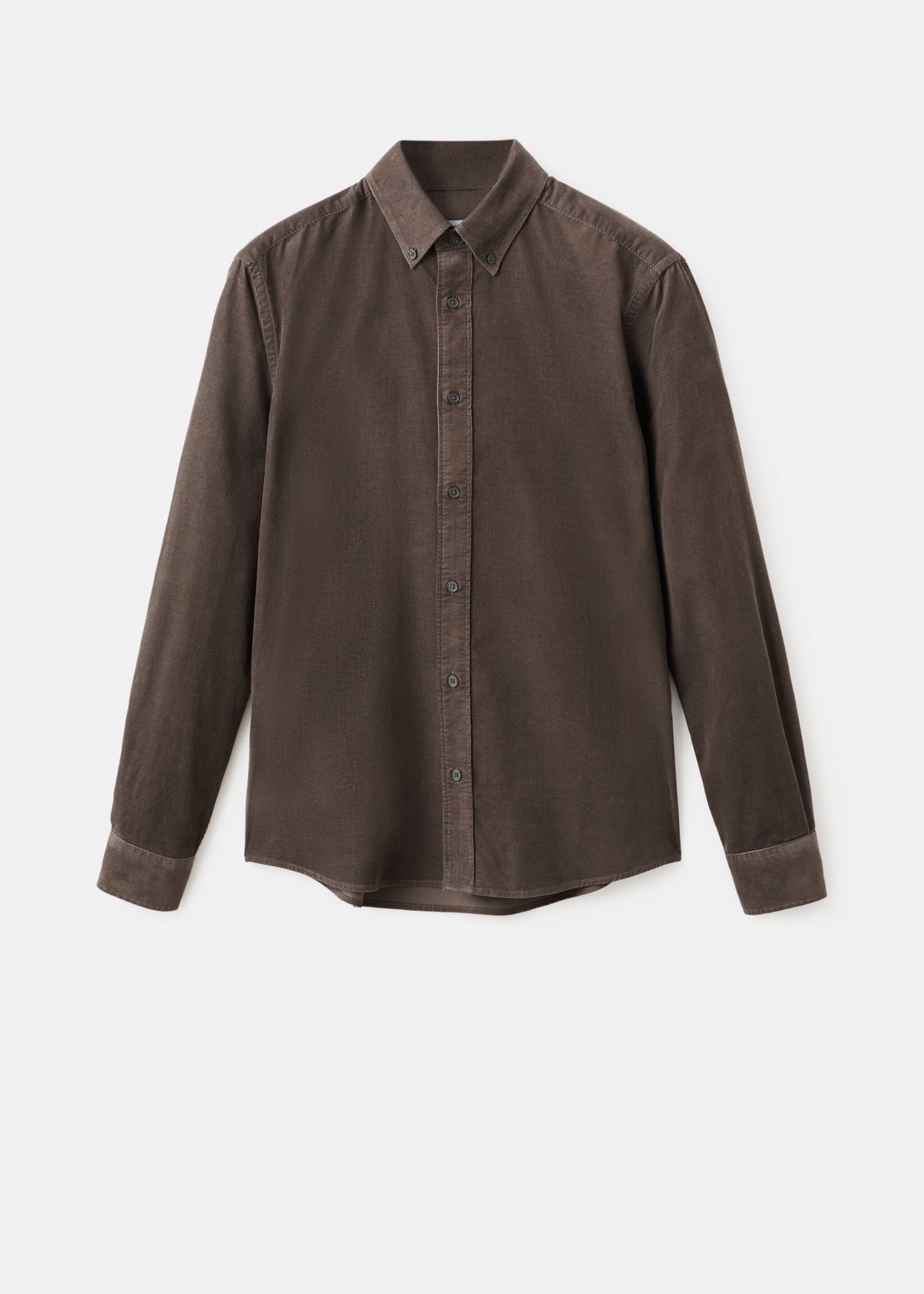 Classic-fit micro-corduroy shirt - Article without model, Medium Brown. Ref: 17067899-00.