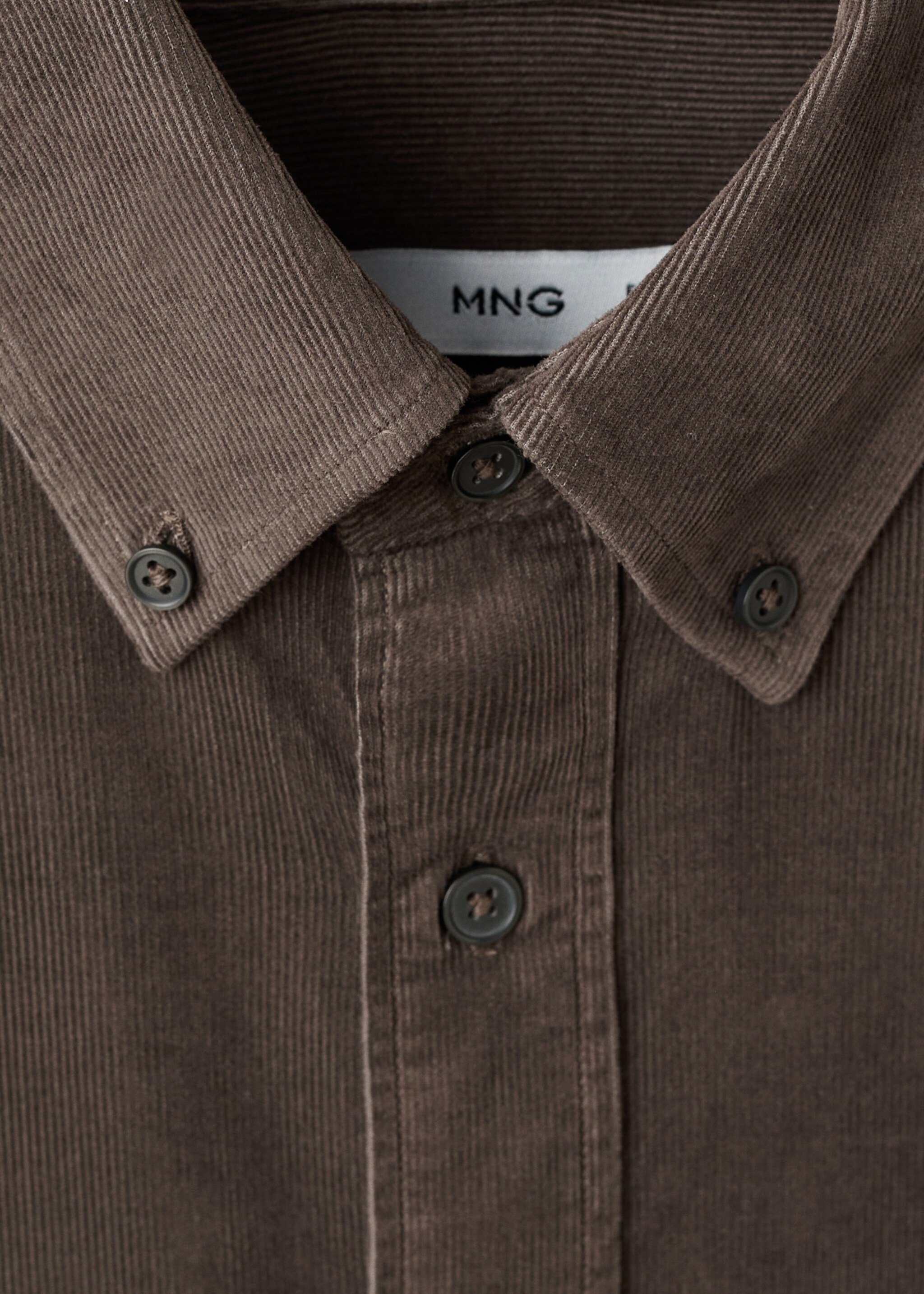 Classic-fit micro-corduroy shirt - Details of the article 8, Medium Brown. Ref: 17067899-00.