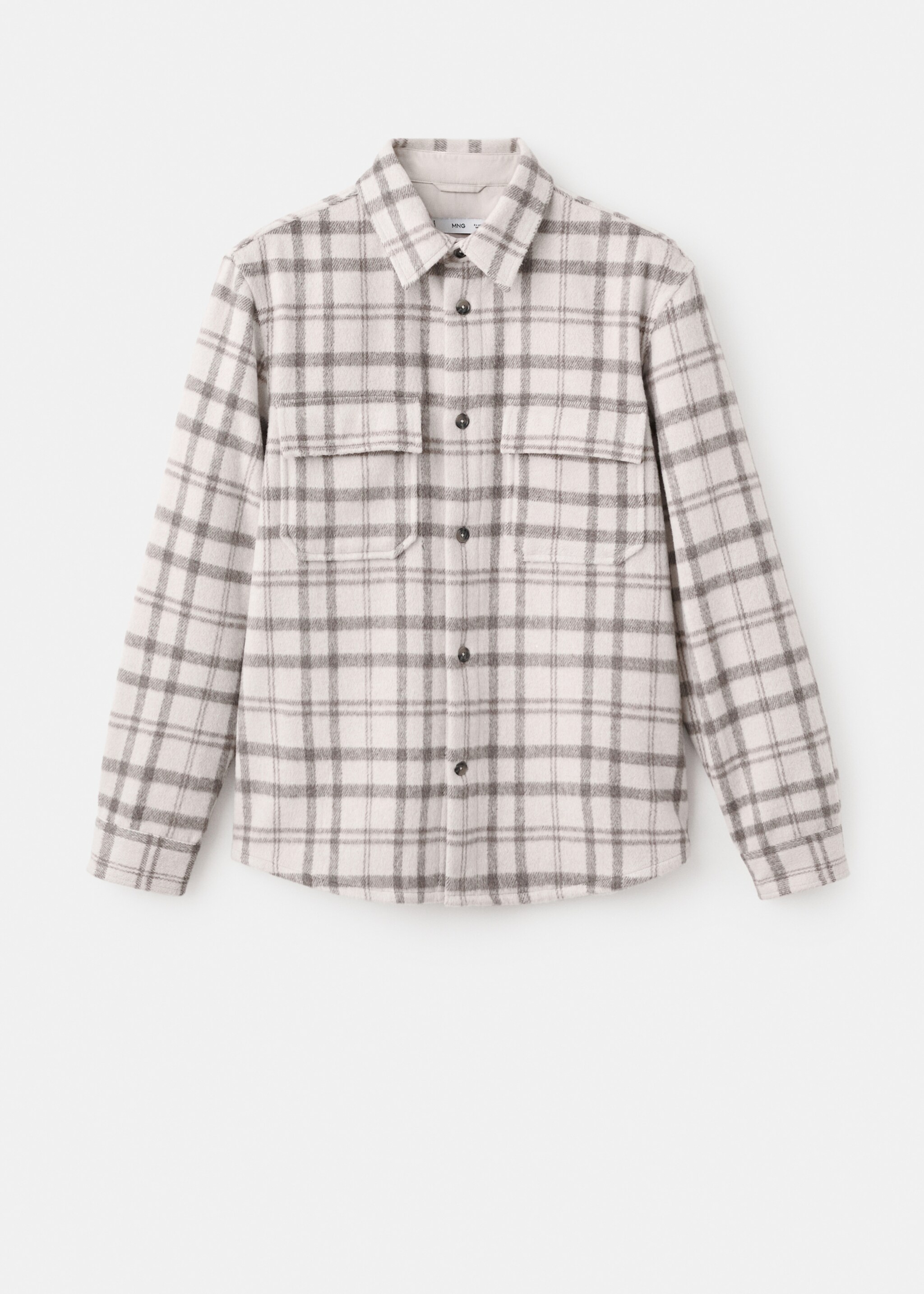 Check flannel overshirt - Article without model, Ecru. Ref: 17067903-00.