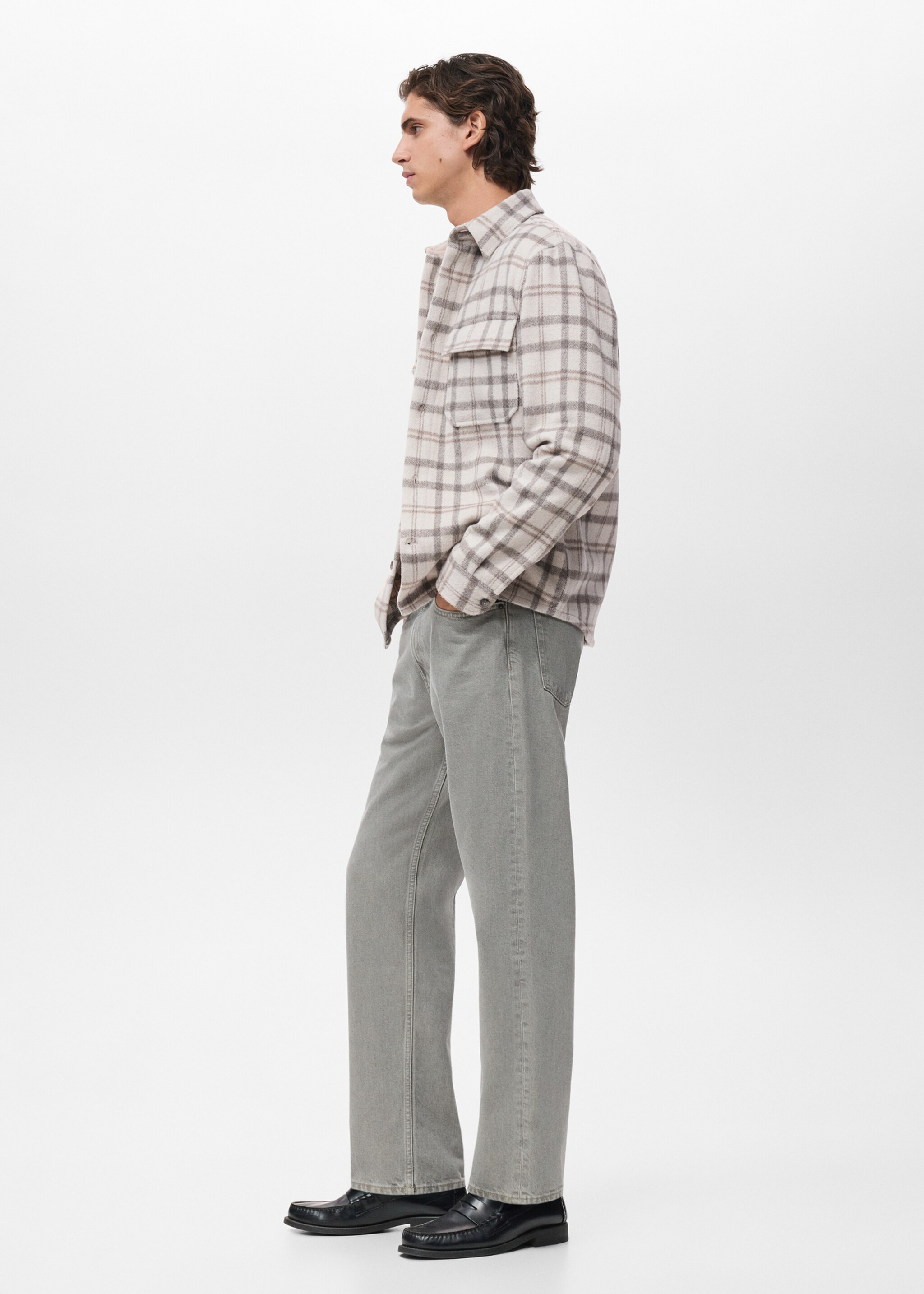 Check flannel overshirt - Details of the article 2, Ecru. Ref: 17067903-00.