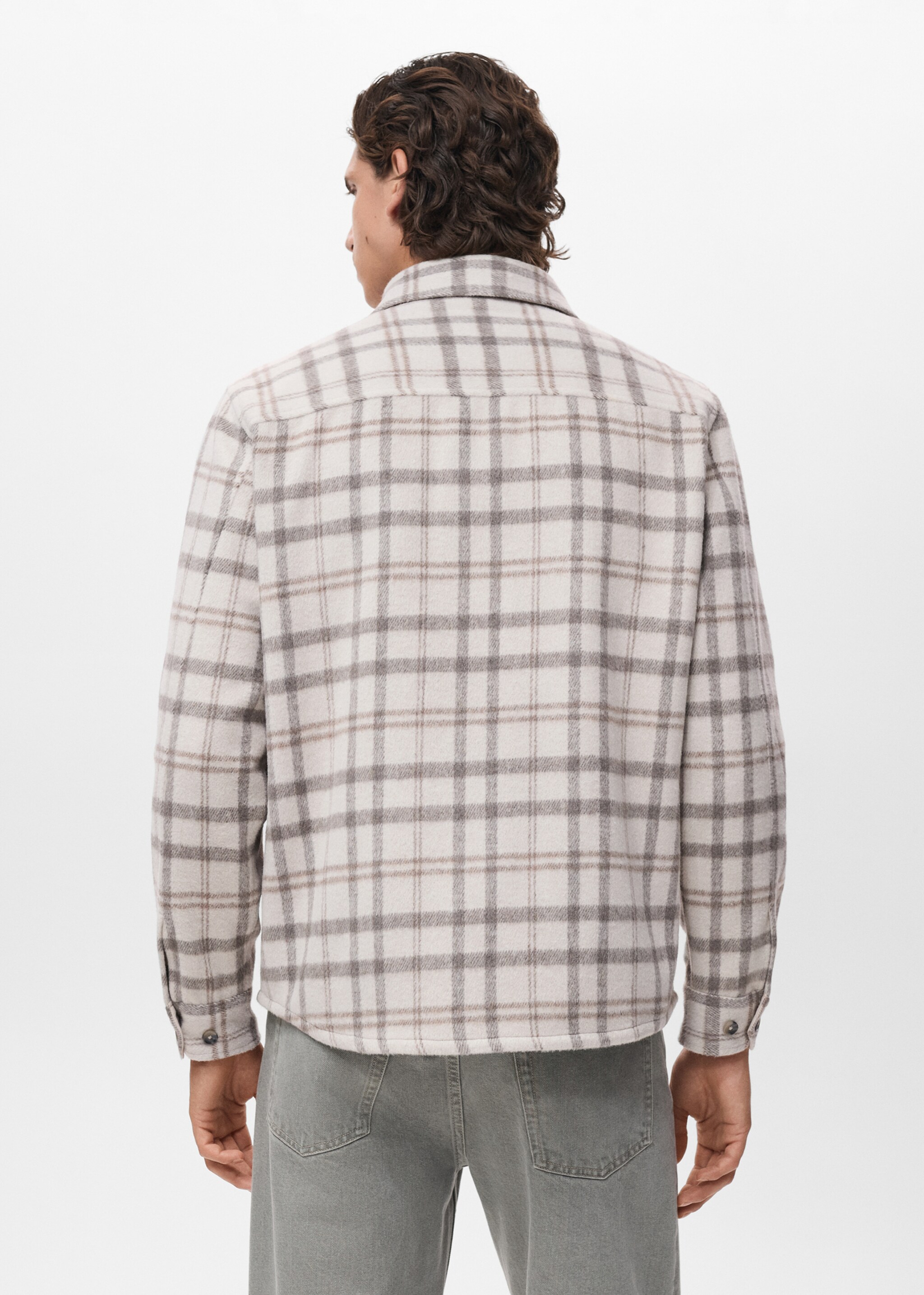 Check flannel overshirt - Reverse of the article, Ecru. Ref: 17067903-00.